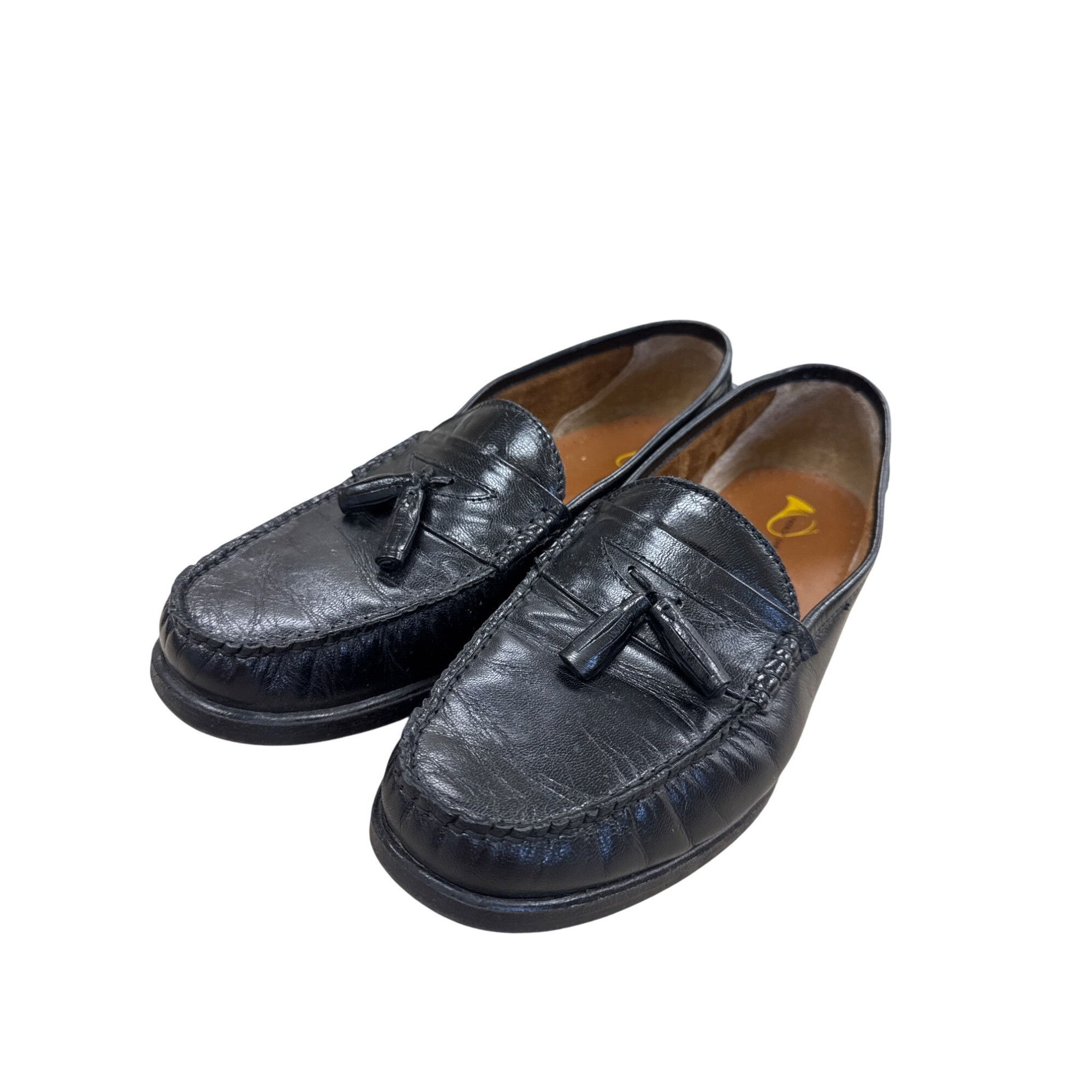 Designer French Shriner Buchanan SKU 7447 Mens Black Leather Tassel L Size US 12 / EU 45 - 11 Thumbnail
