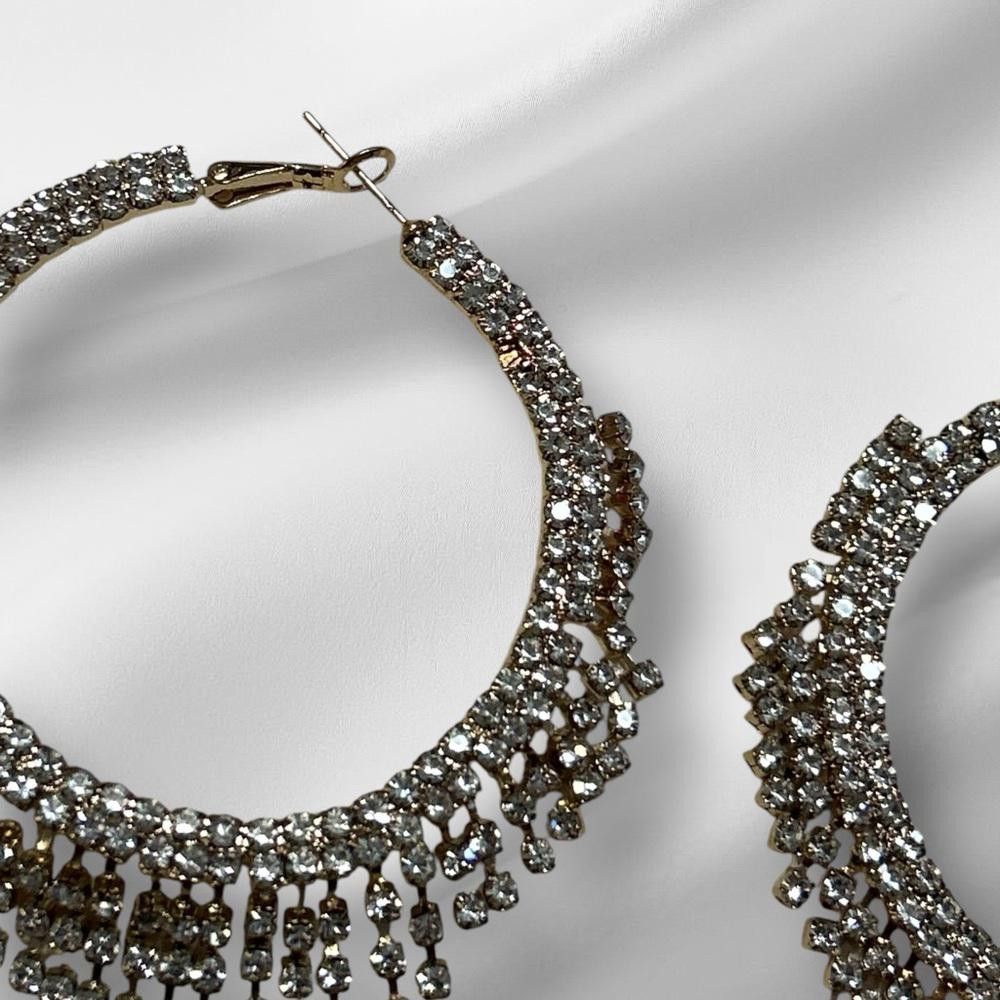 Designer Elegant Silver Hoop Earrings Size ONE SIZE - 2 Thumbnail