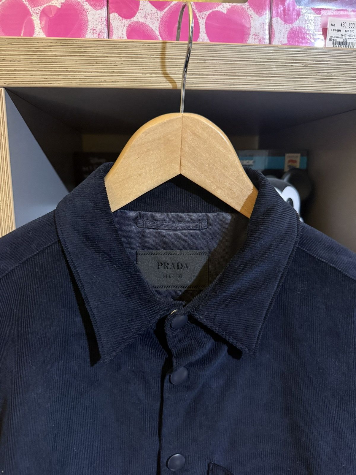 Prada Prada Corduroy Logo Snap Button Up Navy Shirt Jacket Size US L / EU 52-54 / 3 - 4 Thumbnail