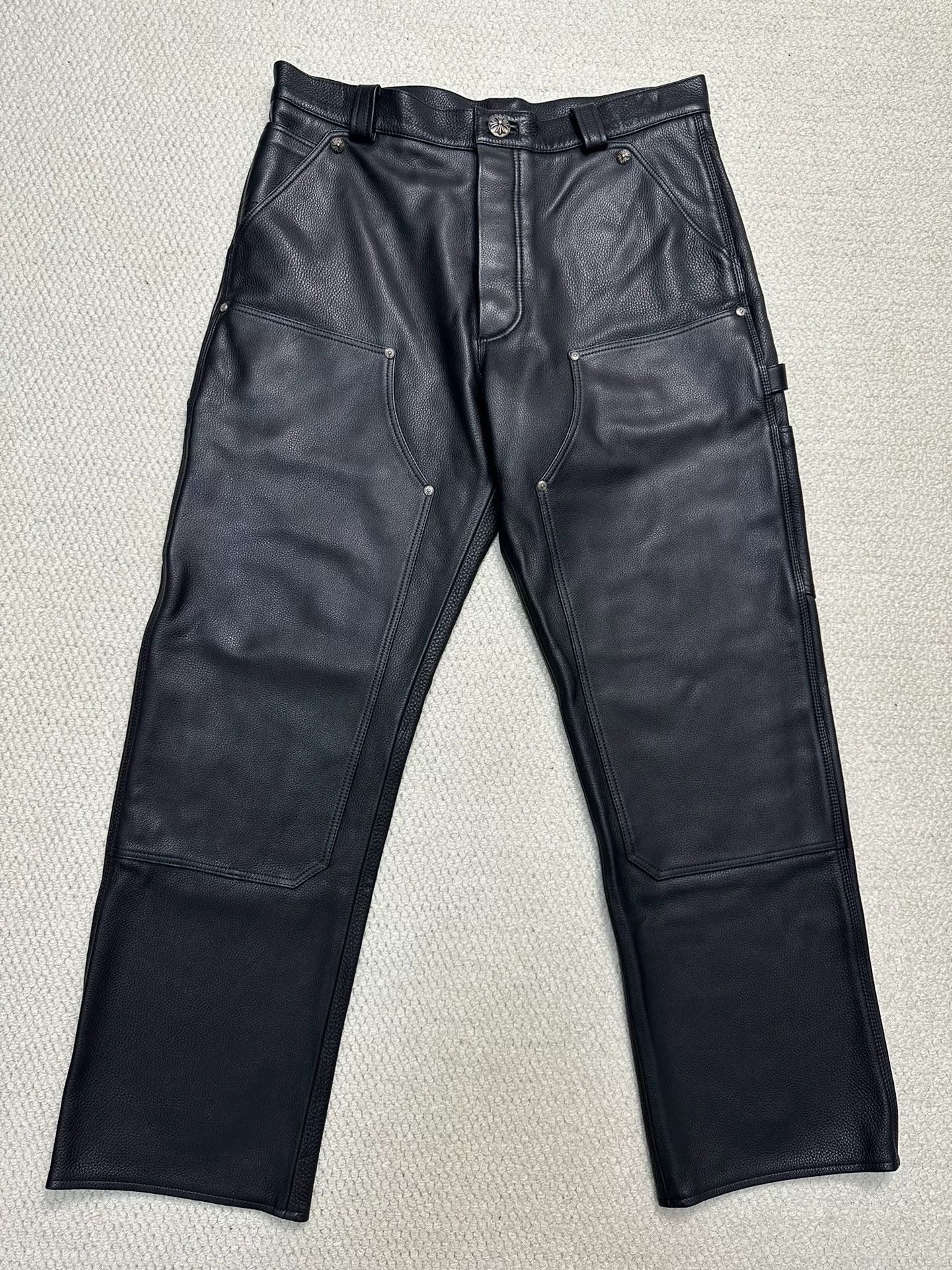 Chrome Hearts Chrome Hearts Leather Double Knee Pants Size US 34 / EU 50 - 1 Thumbnail