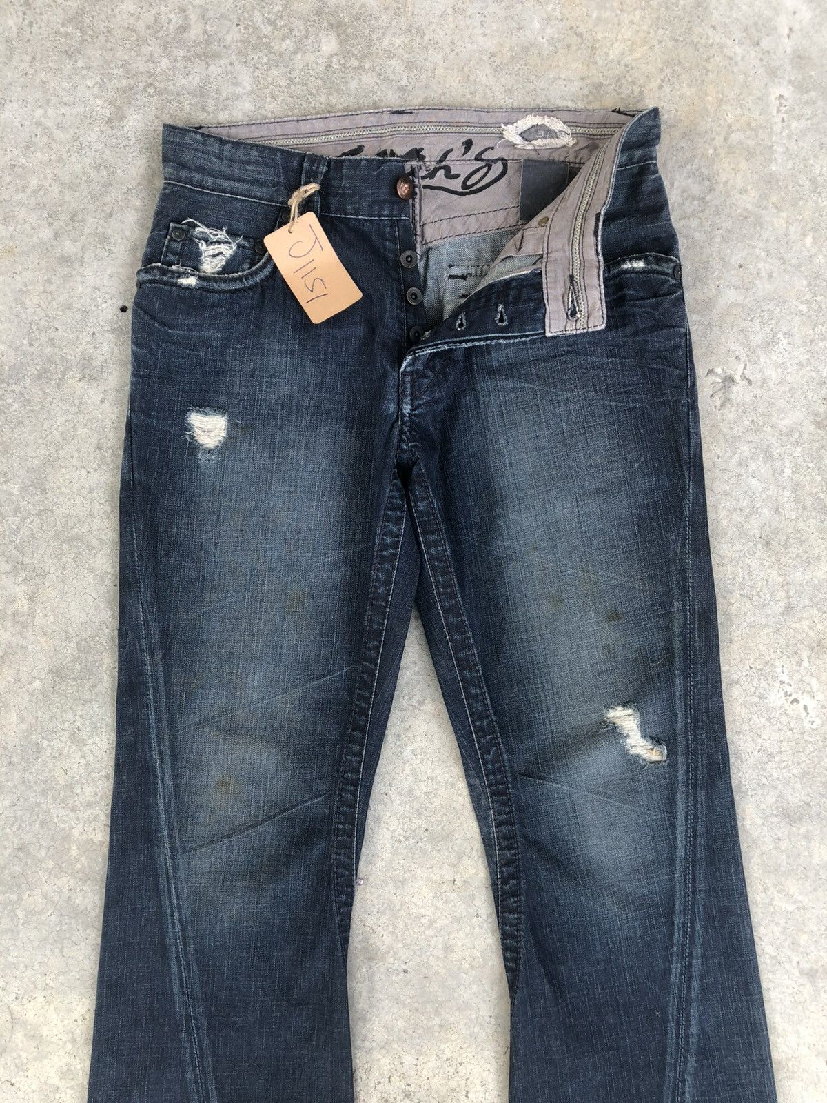 If Six Was Nine Japanese Stitch’s Flared Jeans Distressed Denim Size US 32 / EU 48 - 3 Thumbnail