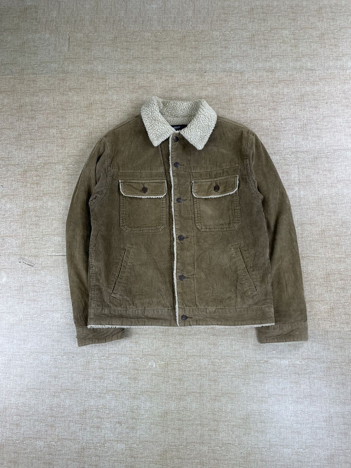 Gap × Vintage VINTAGE GAP CORDUROY Lined Sherpa Trucker Jacket Size US M / EU 48-50 / 2 - 1 Thumbnail