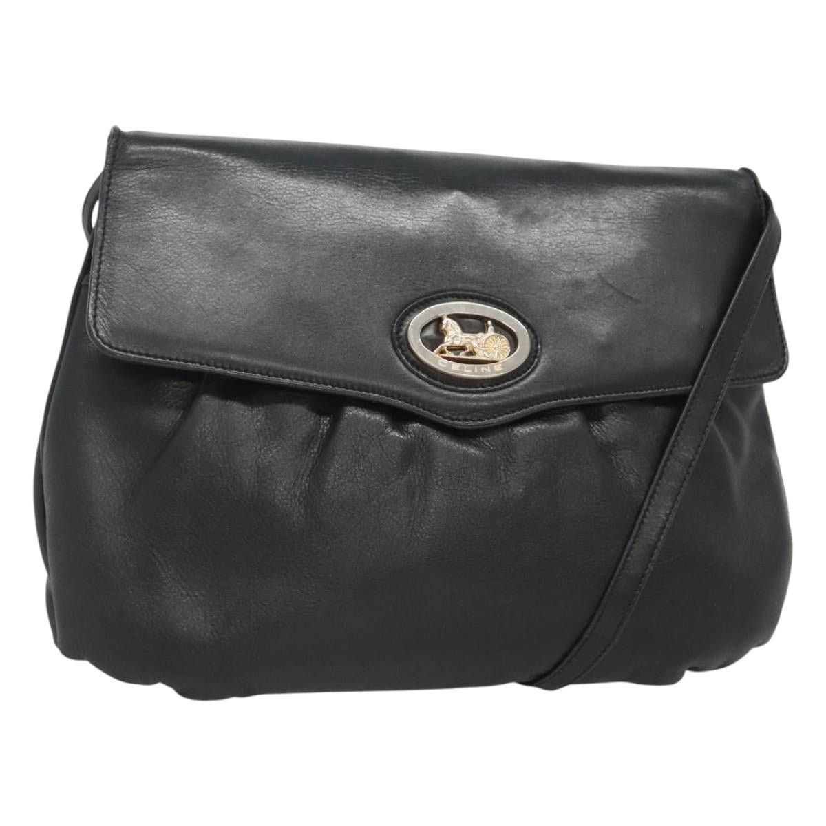 Celine CELINE Shoulder Bag Leather Black Gold Size ONE SIZE - 1 Thumbnail
