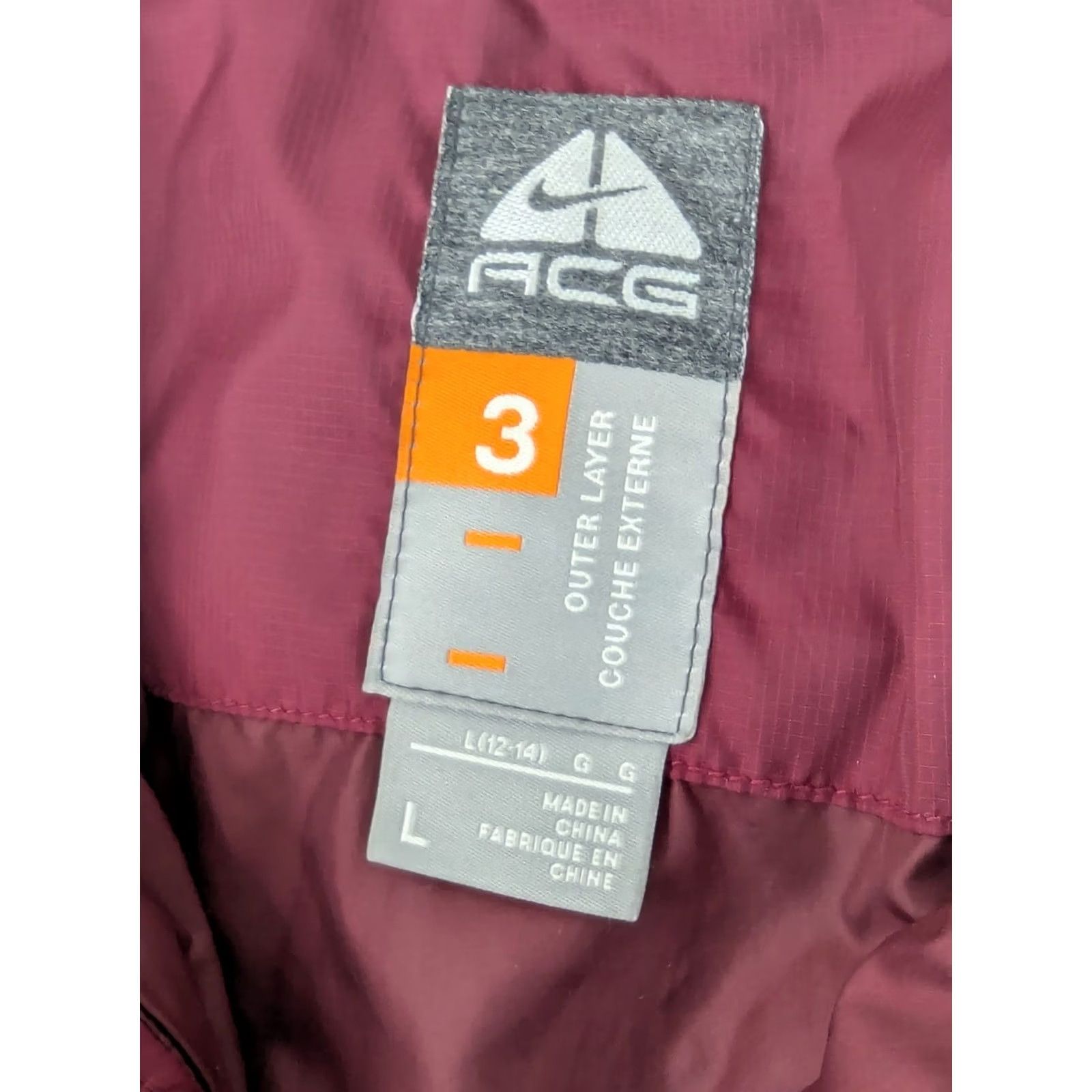 Nike Nike ACG Puffer Jacket Women L Wine Maroon Zip Outer Layer Size L / US 10 / IT 46 - 4 Thumbnail