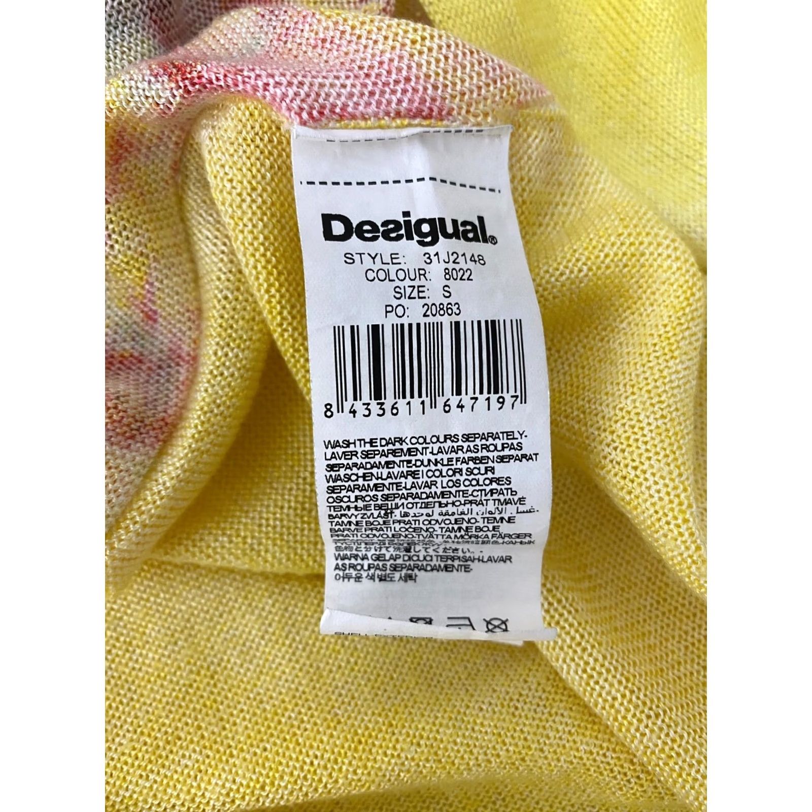 Desigual Desigual Shirt Womens Long Sleeve Crew Neck S Yellow Boho 31J2148 Size S / US 4 / IT 40 - 7 Thumbnail