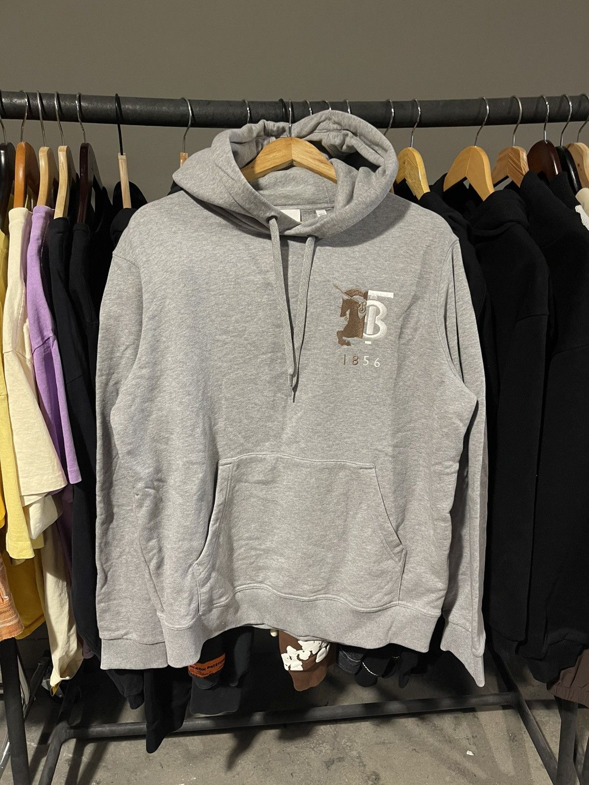 Burberry Burberry 1856 Embroidered Logo Hoodie in pale grey melange Size US M / EU 48-50 / 2 - 1 Thumbnail