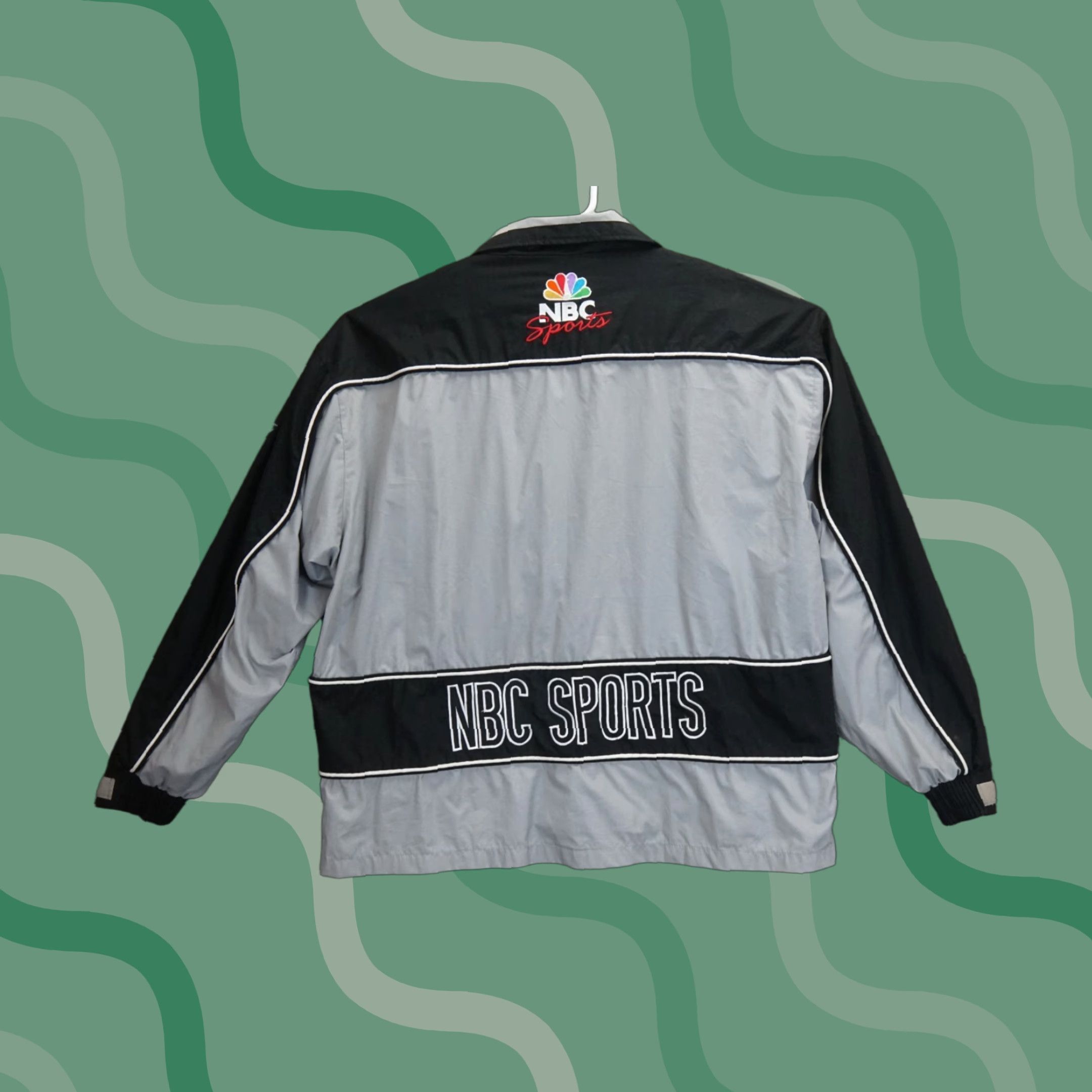 VINTAGE NBC Sports Windbreaker Jacket Full Zip Embroidered Pro Player XL Men Gray Purple