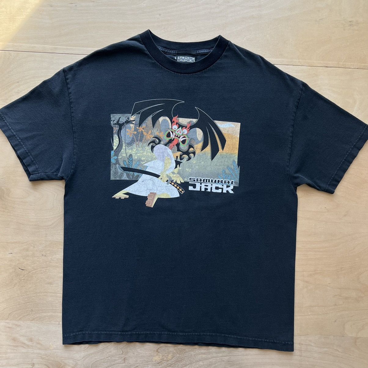 image of Samurai Jack Shirt Black Y2K Anime Cartoon Network, Men's (Size XL)