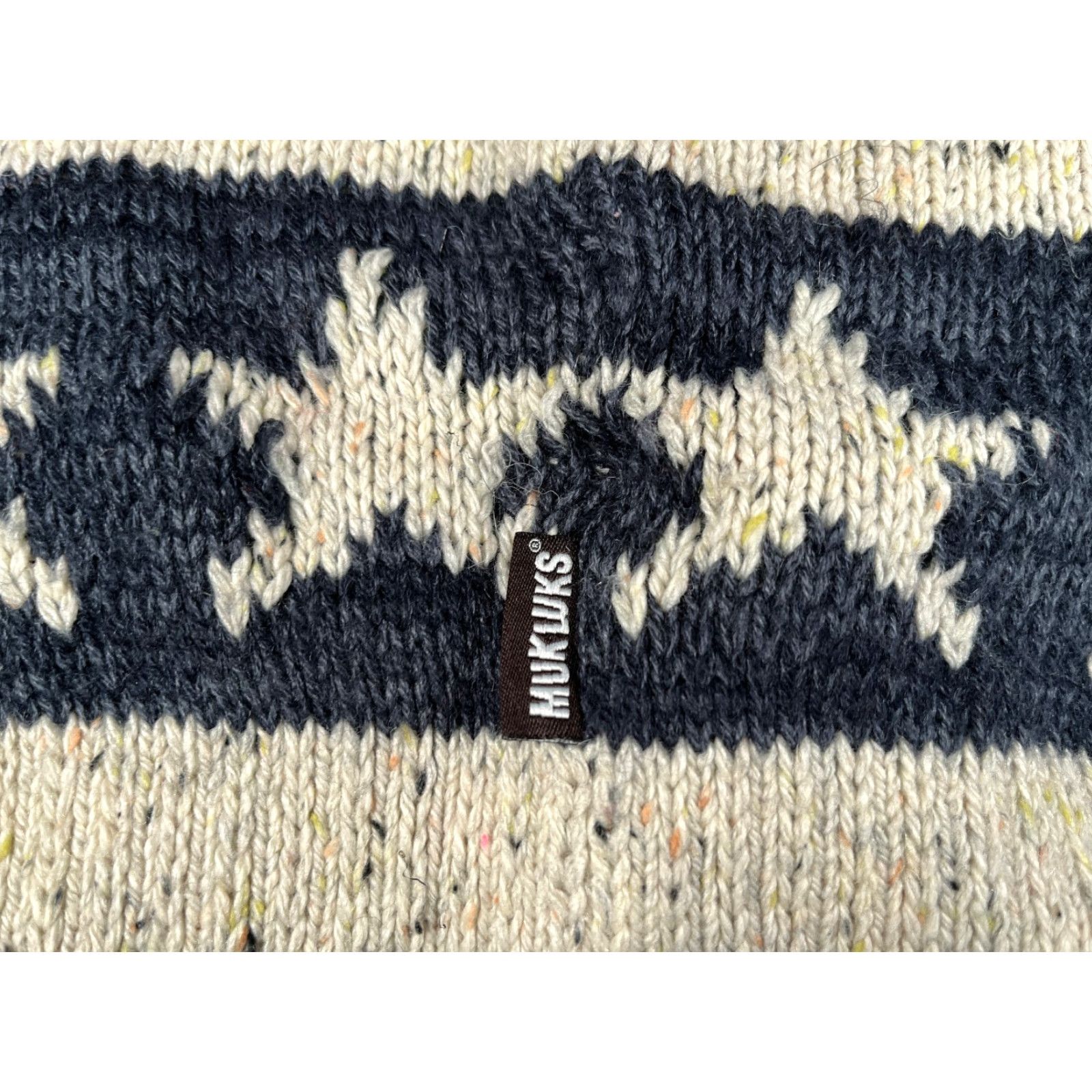 Vintage USA Flag Mukluks Beanie Women Blue Red White Stripe Confetti Knit 100% Acrylic Woman Winter Hat USA Flag Beanie Womens Blue Size ONE SIZE - 2 Thumbnail