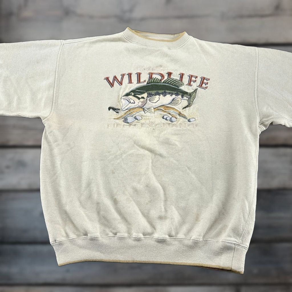 Vintage VINTAGE Danaggers Sweatshirt Mens L Beige 90s Pullover Crew Neck Fleece Cotton Long Sleeve Hunting Size US L / EU 52-54 / 3 - 1 Thumbnail