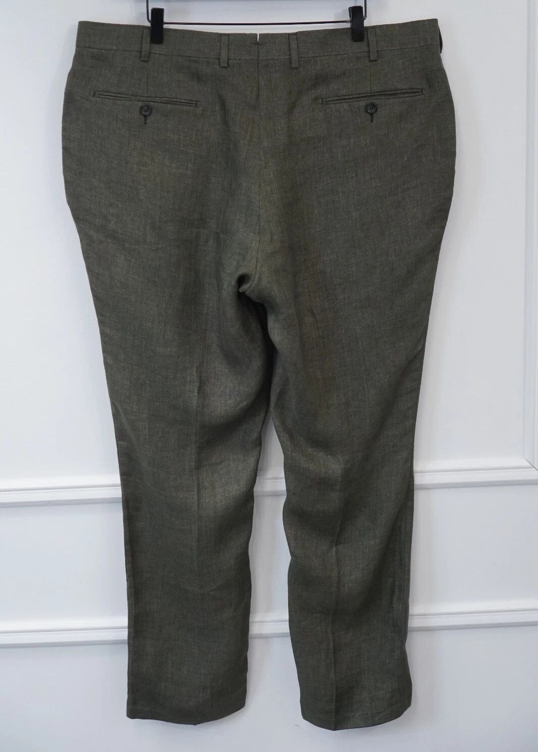 Suitsupply Men Suitsupply Brescia Trousers 100% Linen Green 30 UK/US50S Size 50S - 2 Thumbnail