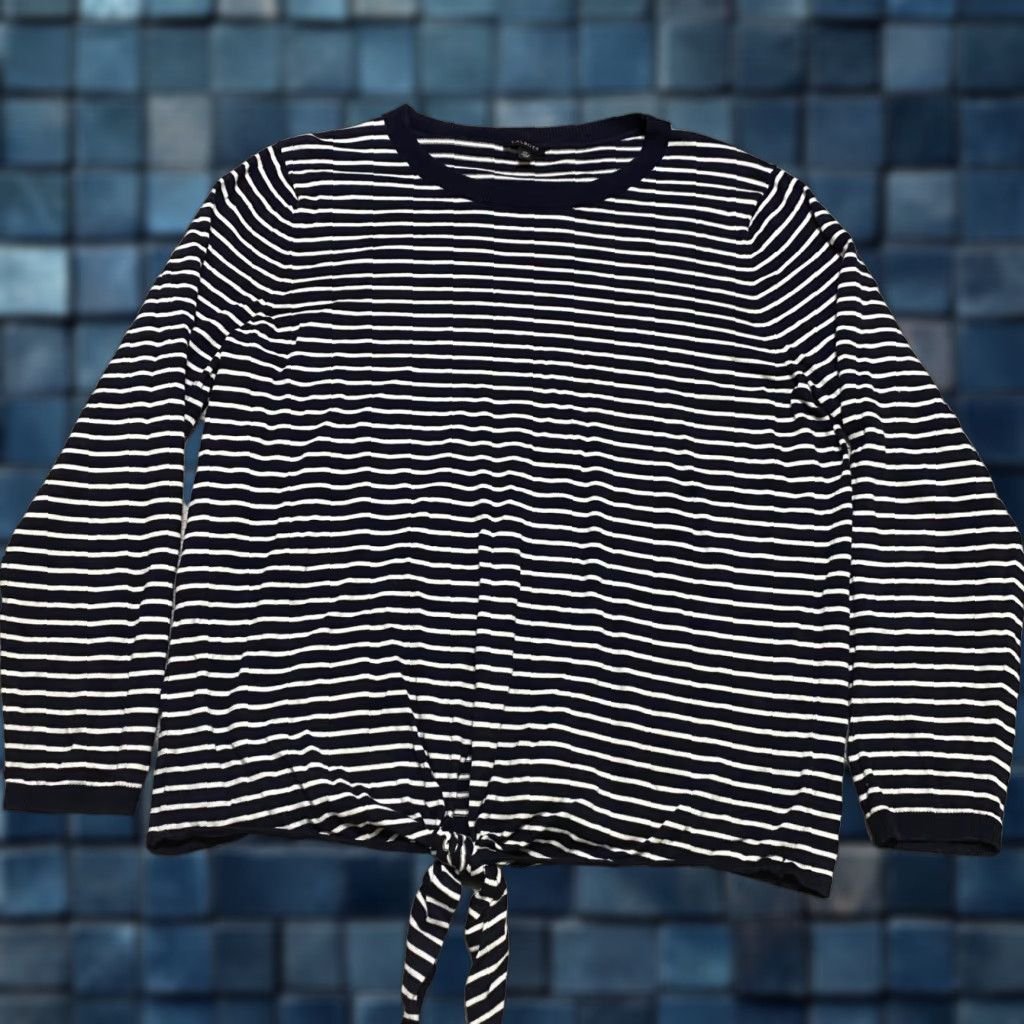 Talbots Talbots Blue Striped Crew Neck Long Sleeve XL Pullover Sweater - Womens Regular Fit, Cotton Knit, Casual Winter Fall Spring, 1093 Size XL / US 12-14 / IT 48-50 - 1 Thumbnail