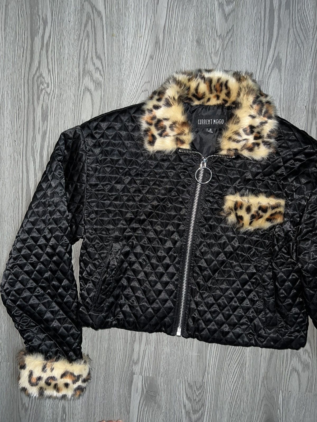 Dolls Kill Current Mood cropped puffer jacket 🐆🖤 Size S / US 4 / IT 40 - 6 Thumbnail