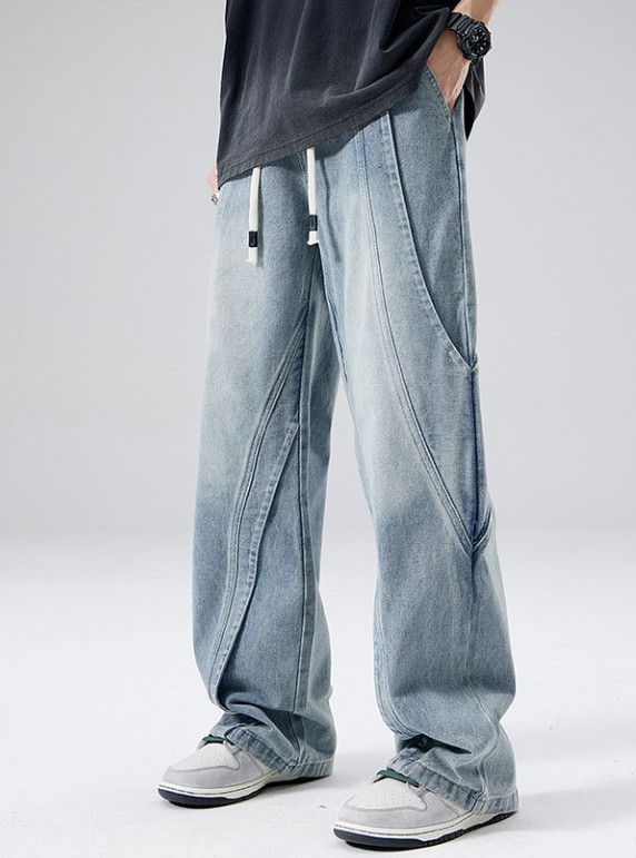 Japanese Brand Men's Straight-Leg Loose-Fit Washed Blue Jeans Size US 32 / EU 48 - 1 Thumbnail