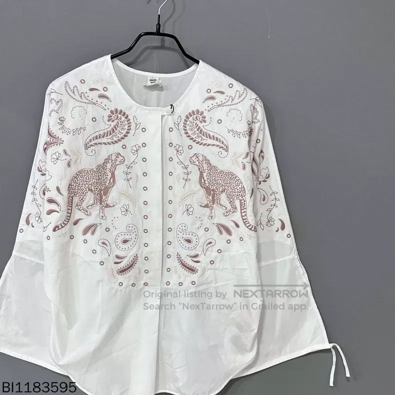Hermes Hermes Embroidered Leopard Print Beach Shirt Size XXS / US 00 / IT 34 - 2 Thumbnail