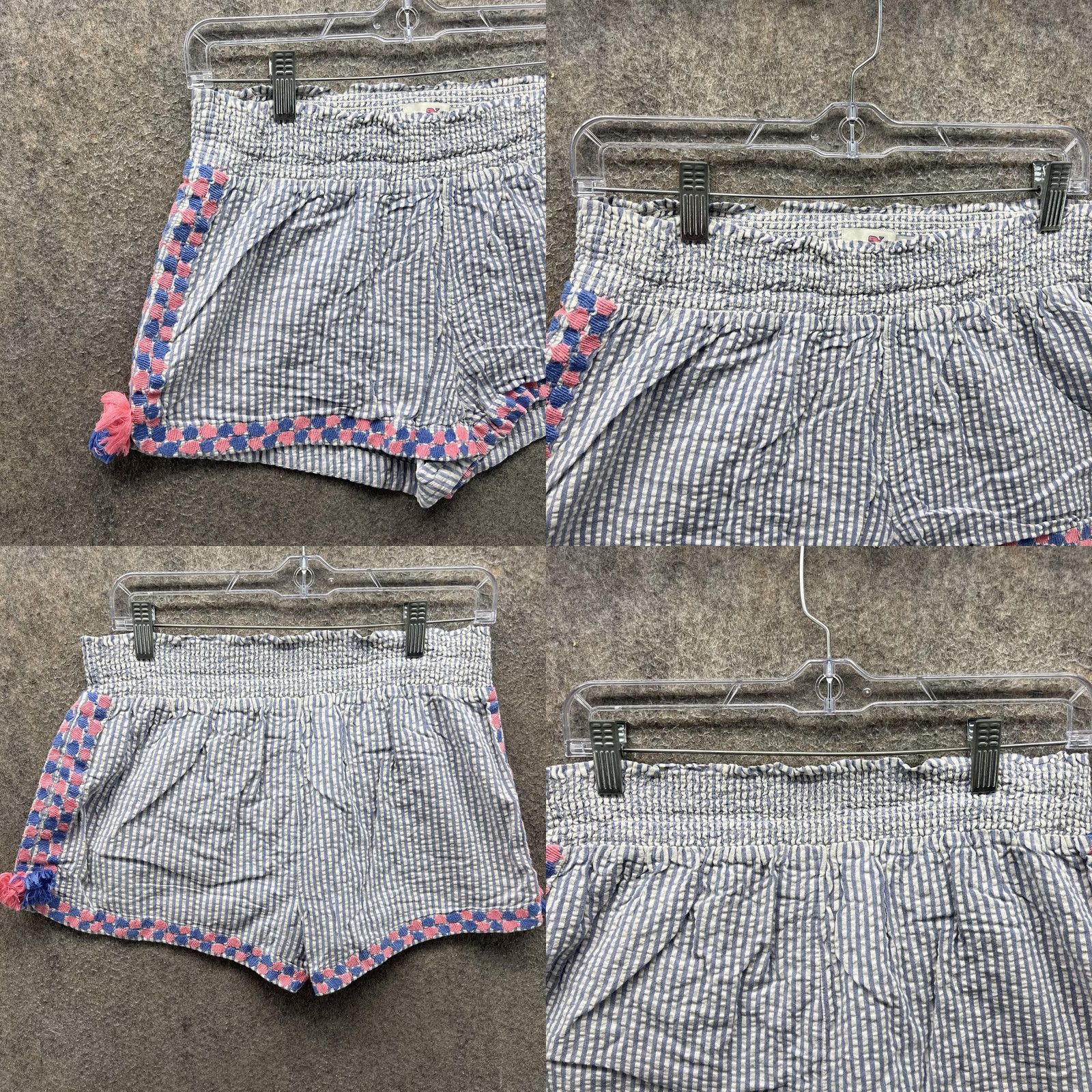Vineyard Vines Vineyard Vines Shorts Womens Medium Blue Striped Seersucker Tassel Trim Lounge Shorts Size 32" / US 10 / IT 46 - 8 Thumbnail