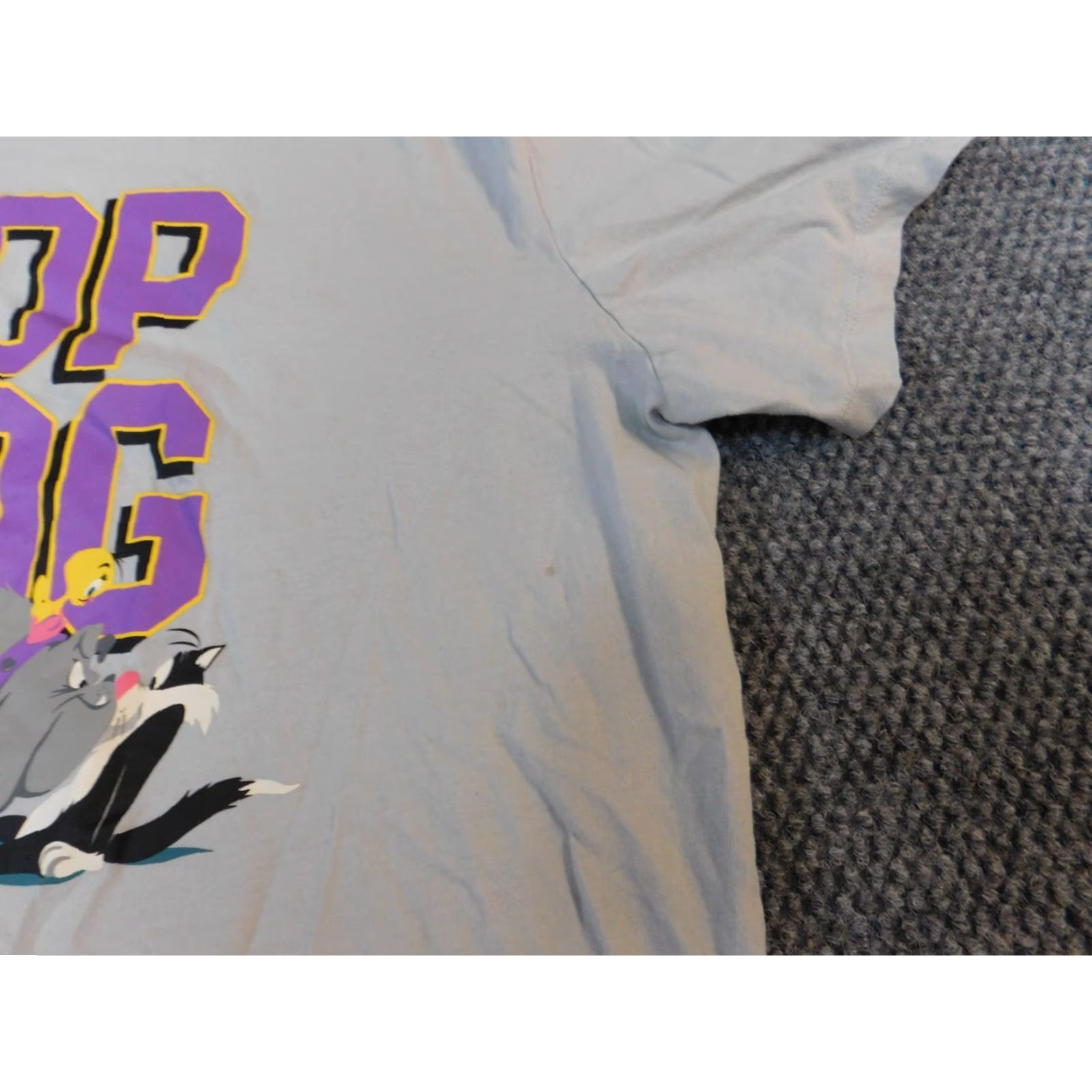 Vintage Looney Tunes Mens T-Shirt Large Gray Dog 90s Crew Neck Short Sleeve Logo Cotton Blend Polyester Size US L / EU 52-54 / 3 - 4 Thumbnail