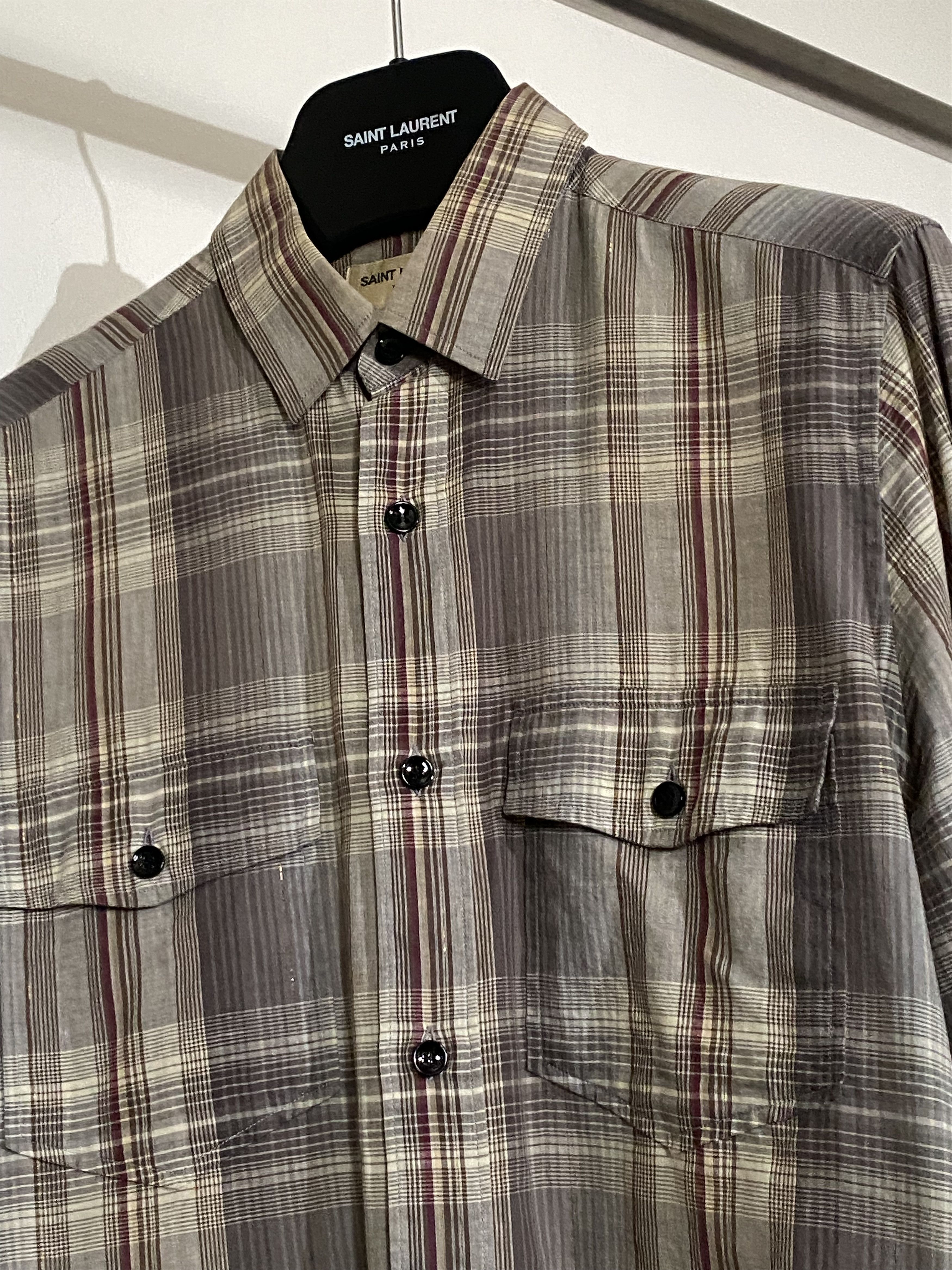 2015 Hedi Slimane size 38 Gold Thread Striped Shirt, view 2