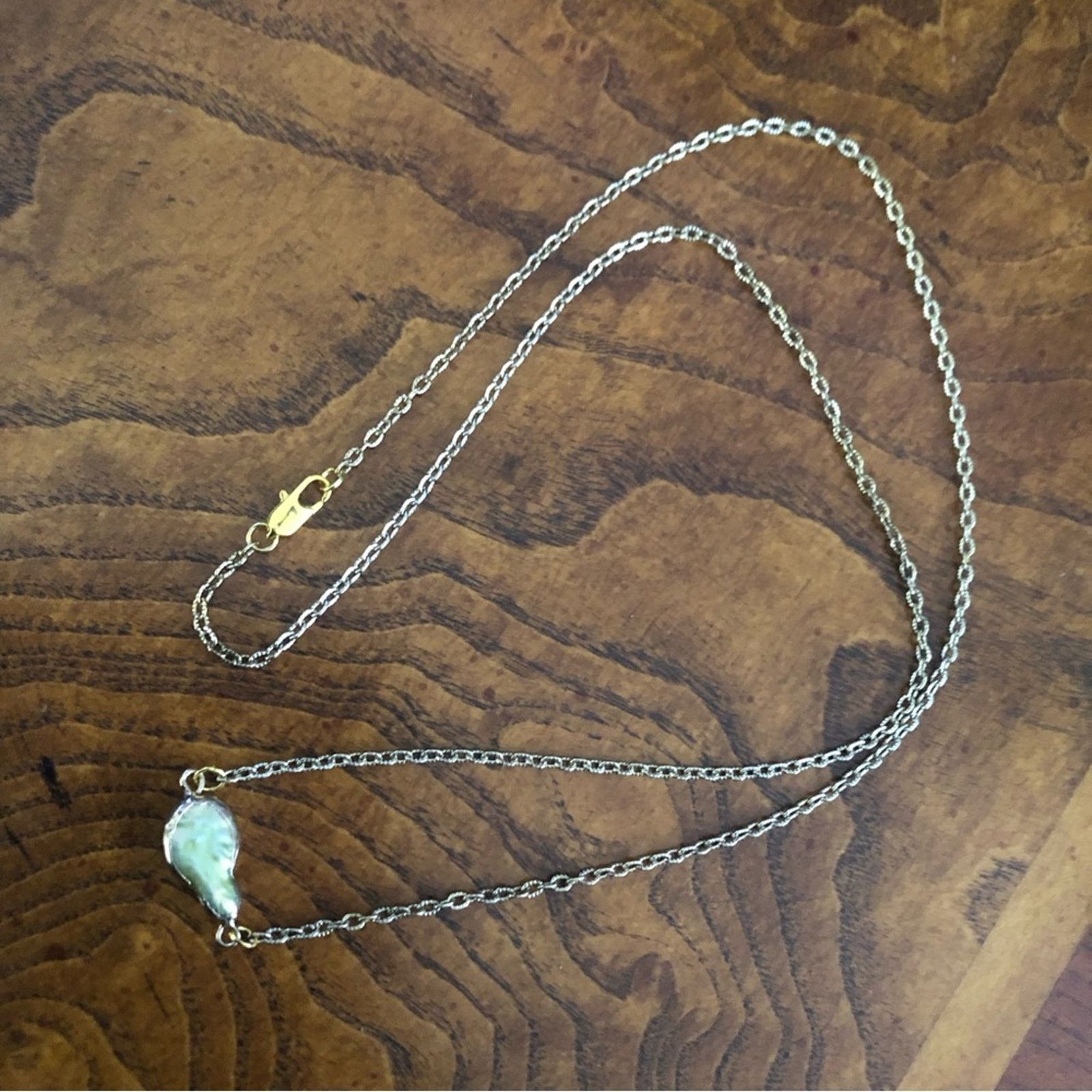 Handmade Handcrafted gold frame mother of pearl necklace Size ONE SIZE - 10 Thumbnail