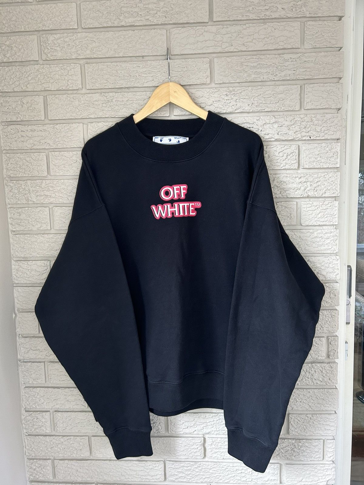 image of Off White Emotionally Available Crewneck Sweatshirt in Black, Men's (Size XL)