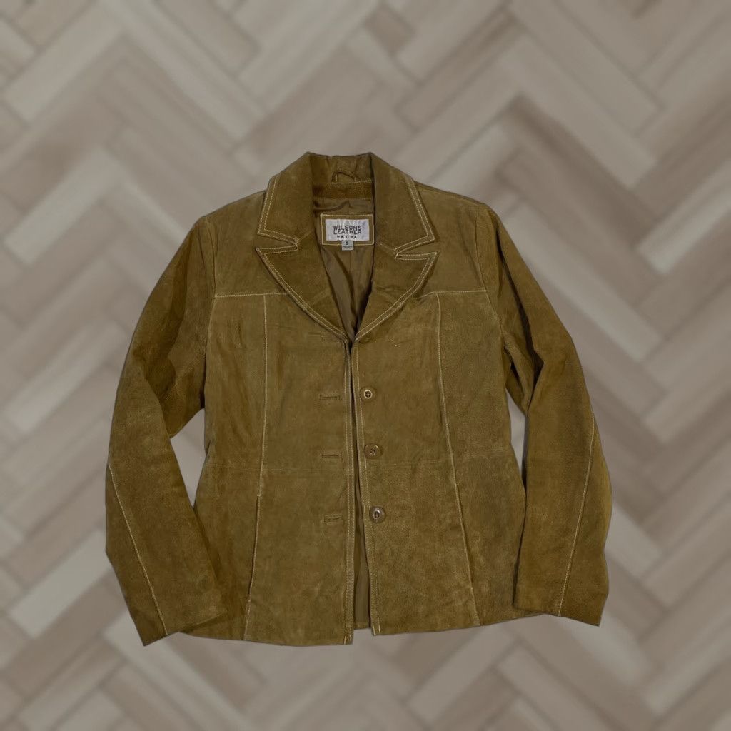 Vintage Wilsons Leather Maxima Beige Leather Button Front Jacket Womens Small S Womens Size S / US 4 / IT 40 - 1 Thumbnail