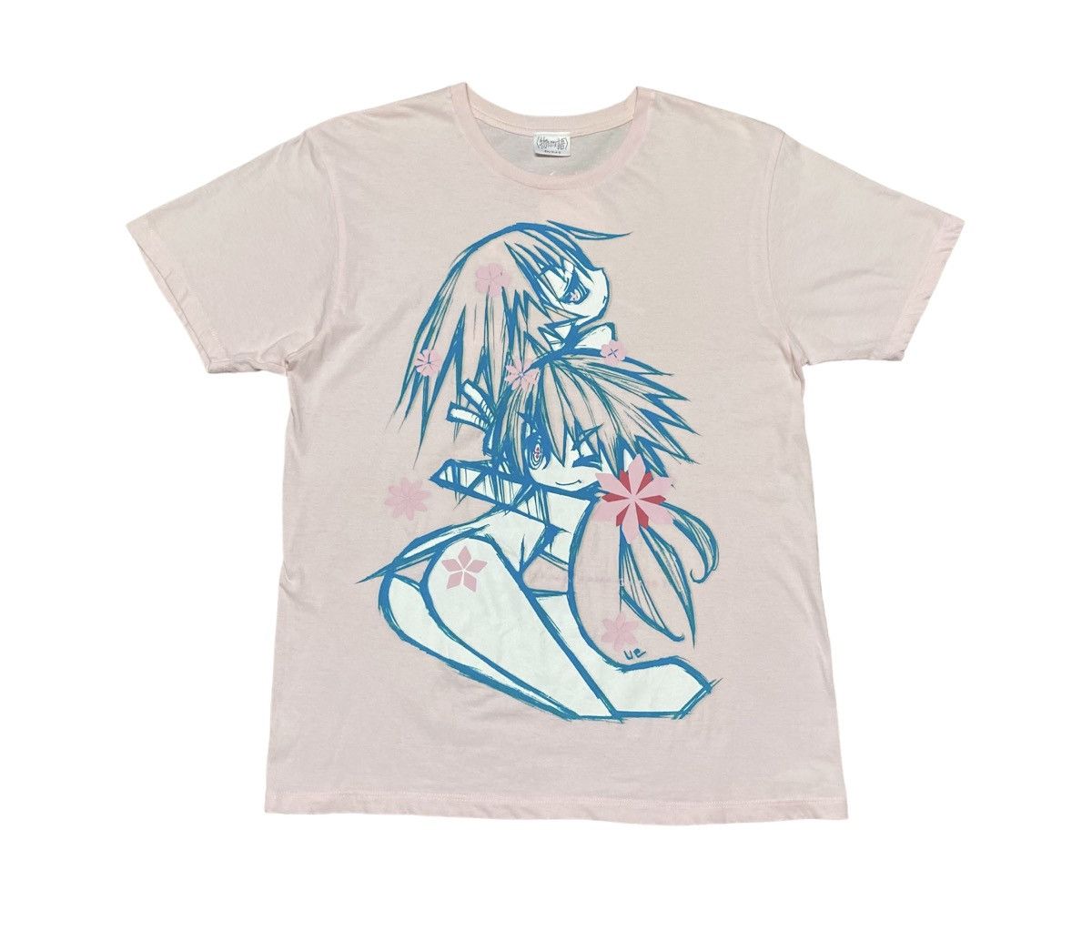 image of Anima x Vintage Hanamonogatari Series Japanese Anime T Shirt in Light Pink, Men's (Size Medium)