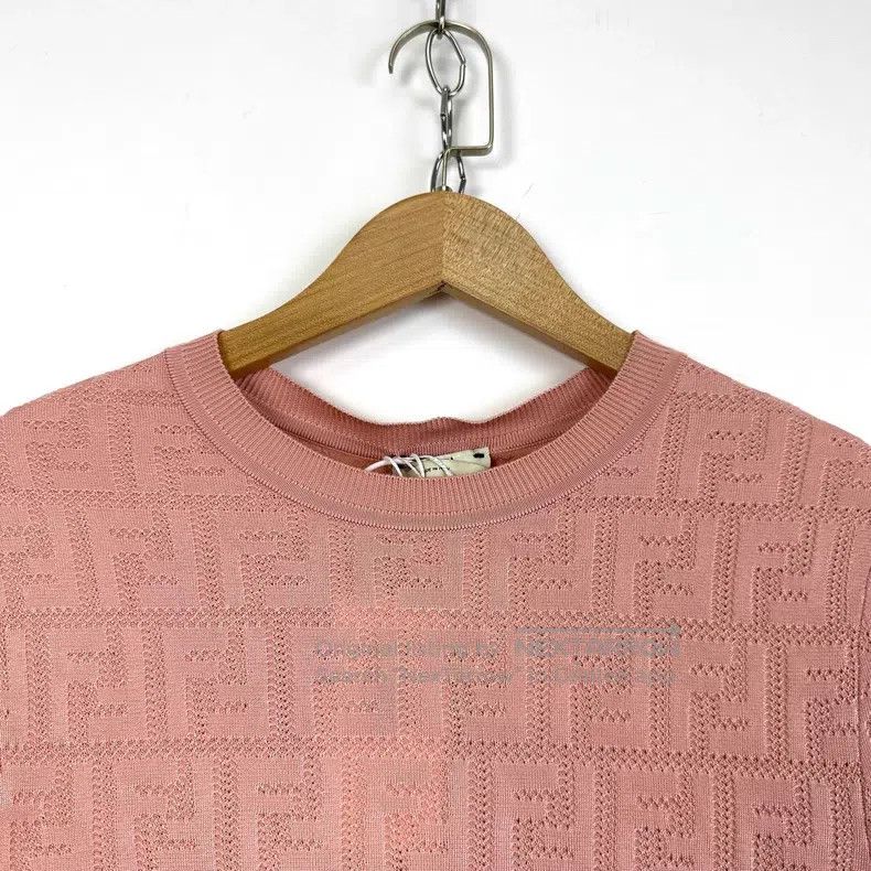 Fendi Fendi Pink double F embossed logo knit short sleeve Size XXS / US 00 / IT 34 - 2 Thumbnail