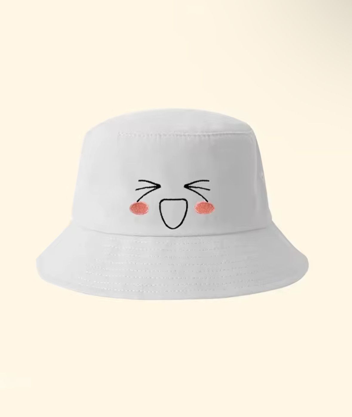 Japanese Brand Cute Anime Smiley Cat Fisherman White Panama Hat Size ONE SIZE - 2 Thumbnail