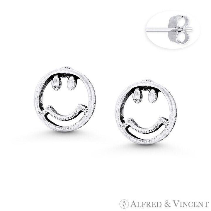 Other Smiley Face Emoji Stud Earrings in .925 Sterling Silver Size ONE SIZE - 1 Preview