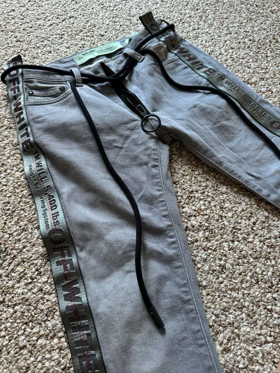 Off-White Off-White Diag Strap Skinny Denim Pants Grey Size 26 Size 26" / US 2 / IT 38 - 10 Thumbnail