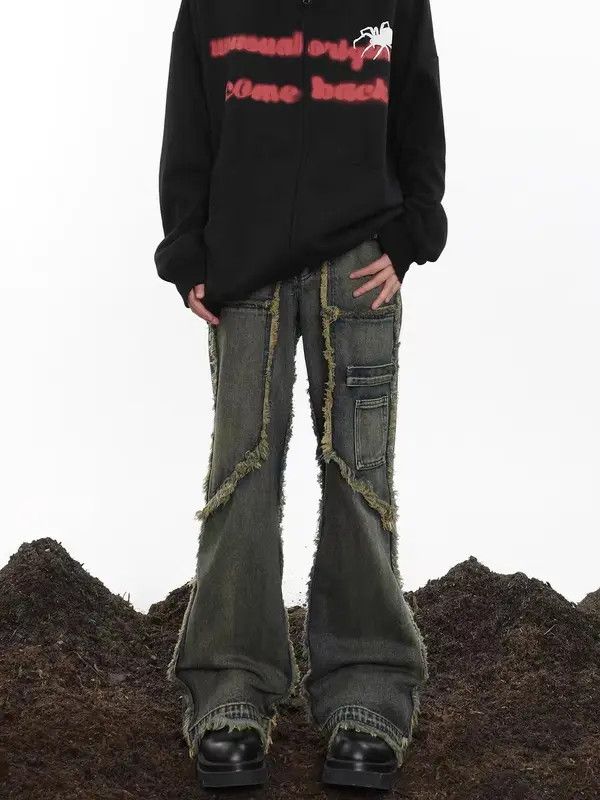Jean Vintage street wash baggy y2k micro flare jeans Size US 30 / EU 46 - 1 Thumbnail
