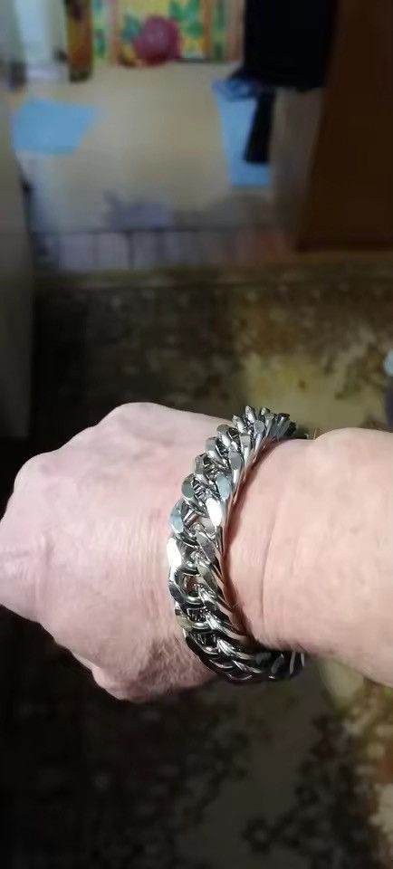 Japanese Brand 15MM Width Stainless Steel Cuban Chain Bracelets 21 cm Size ONE SIZE - 3 Thumbnail