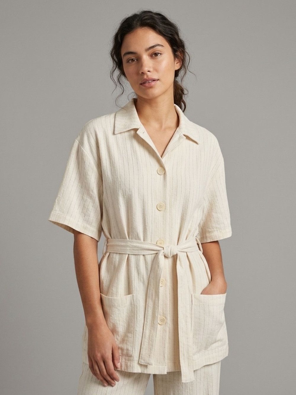 Vintage Vintage Raw Silk Short Sleeve Tunic Blouse Shirt - Large Size L / US 10 / IT 46 - 1 Thumbnail