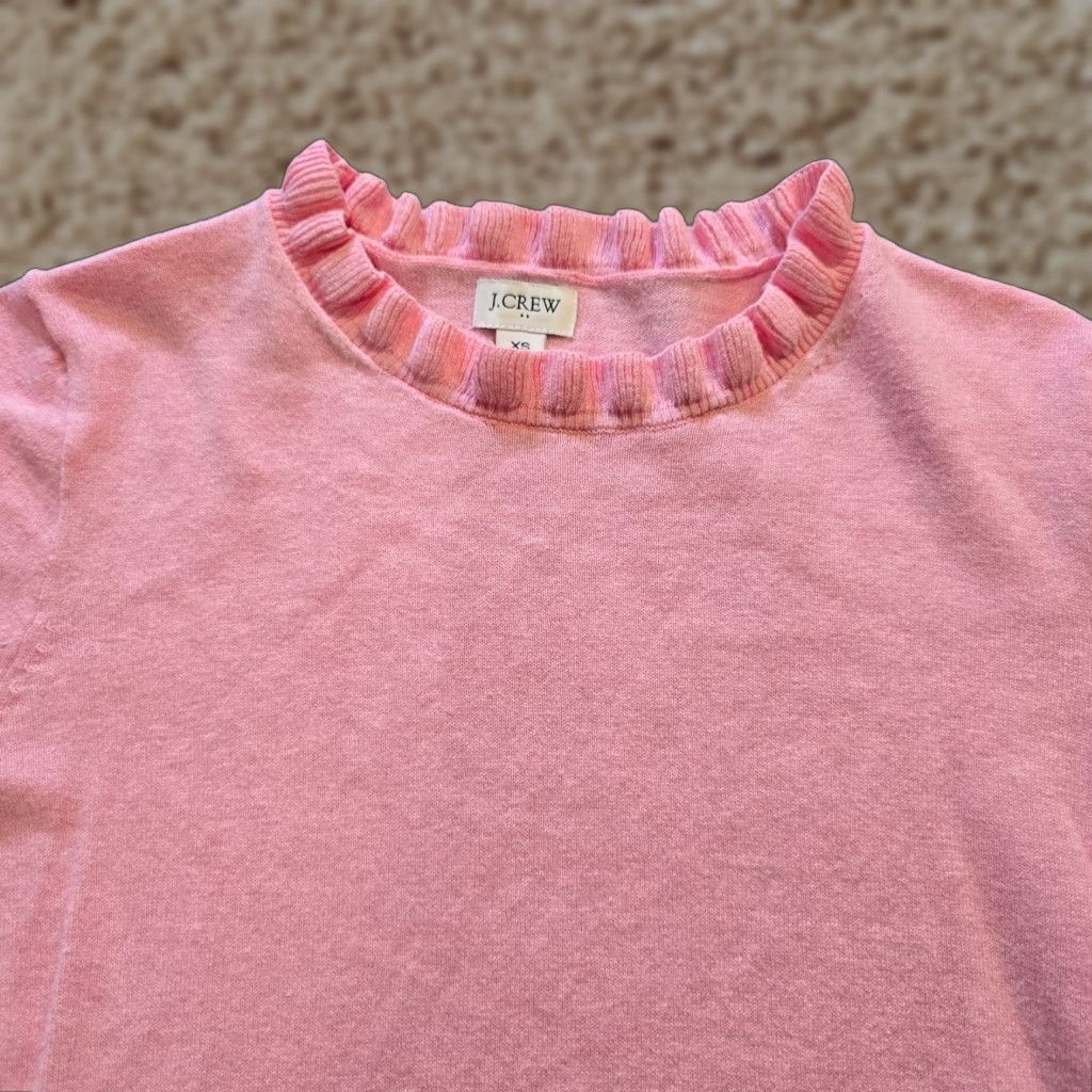 J.Crew J.CREW Sweater Womens XS Pink Ruffle Neckline Long Sleeve Casual Capsule Shirt Size XS / US 0-2 / IT 36-38 - 1 Thumbnail
