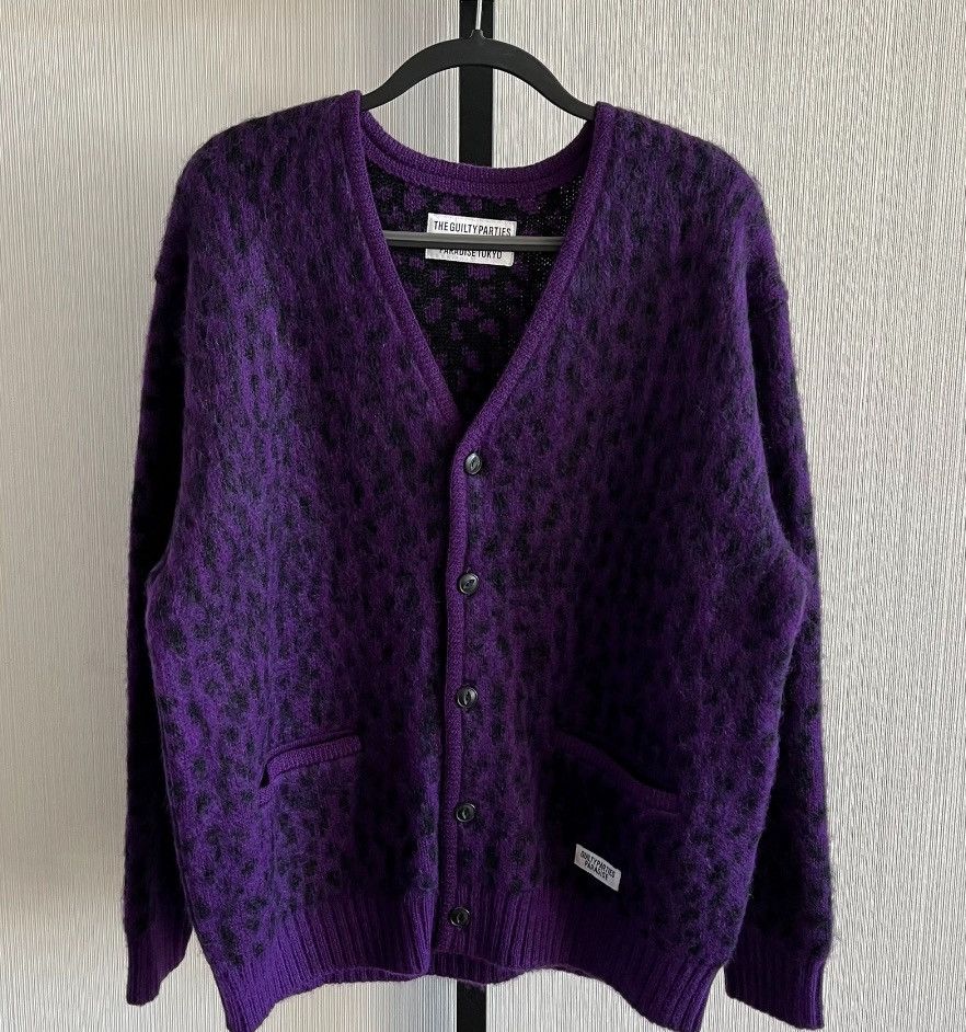 Wacko Maria WACKO MARIA purple leopard mohair CARDIGAN knit cardigan s |  Grailed