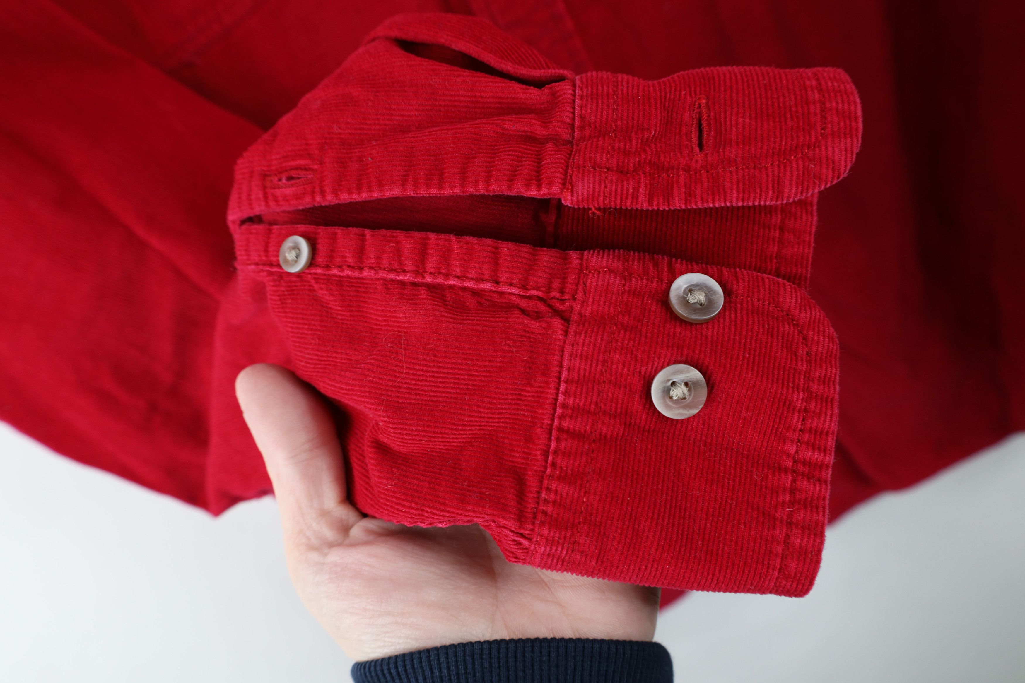 Lands' End × Vintage Vintage Lands End Corduroy Collared Button Shirt Red Cotton Size US L / EU 52-54 / 3 - 5 Thumbnail