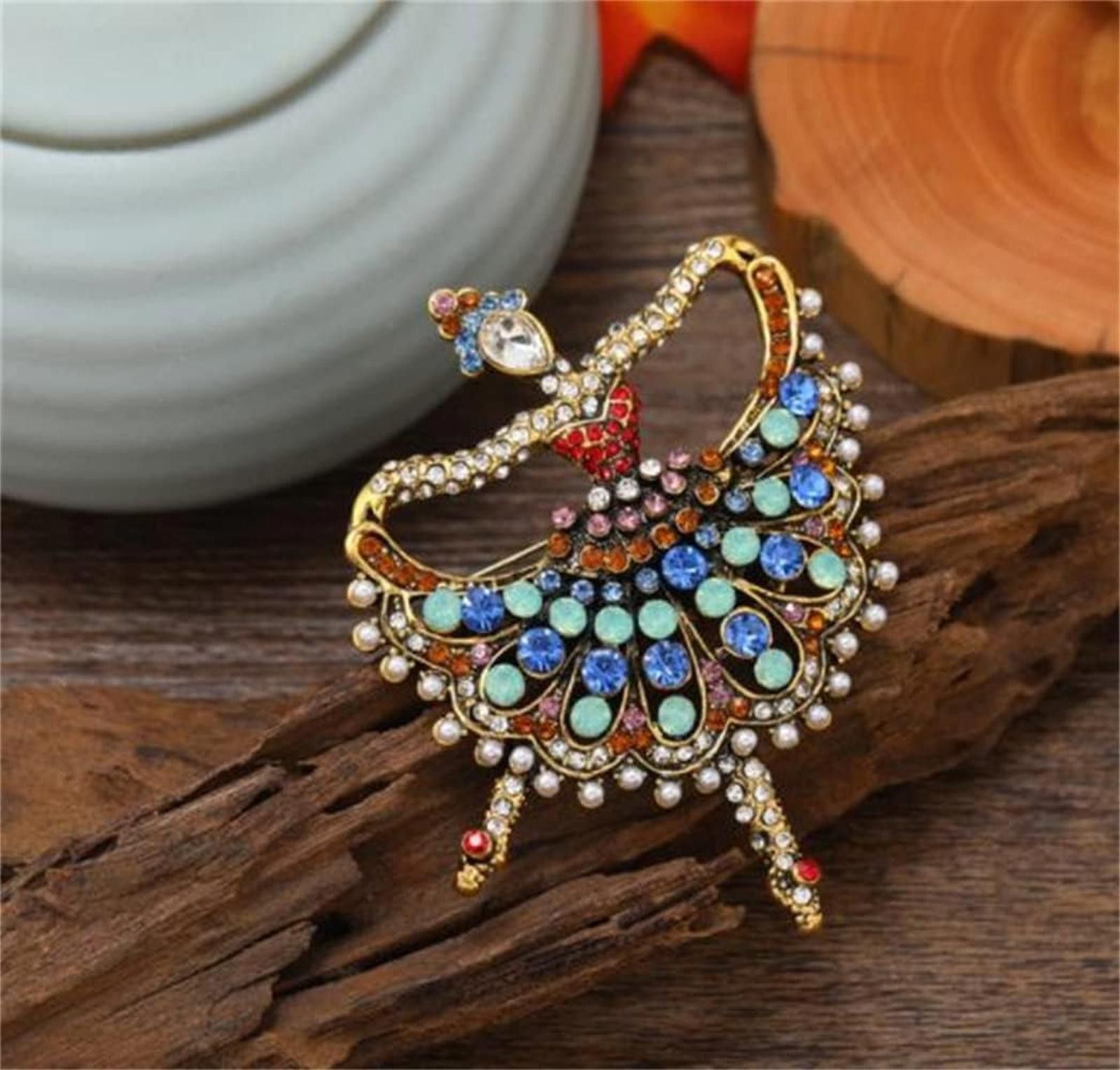 Designer Dancing Ballet Girl Brooches Crystal Rhinestone Brooch Pin Size ONE SIZE - 7 Thumbnail