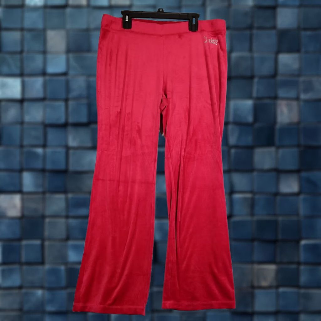 Juicy Couture Juicy Couture Pants Womens XXL Plus Red Velour Sweatpants Rhinestone Logo Size 40" / US 18 - 1 Thumbnail