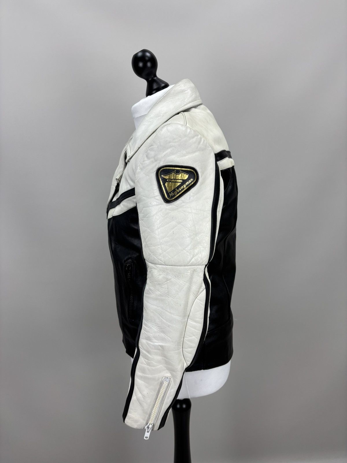 Other Mens leather biker jacket Higway Size 50 Color White/Black Size US M / EU 48-50 / 2 - 9 Thumbnail