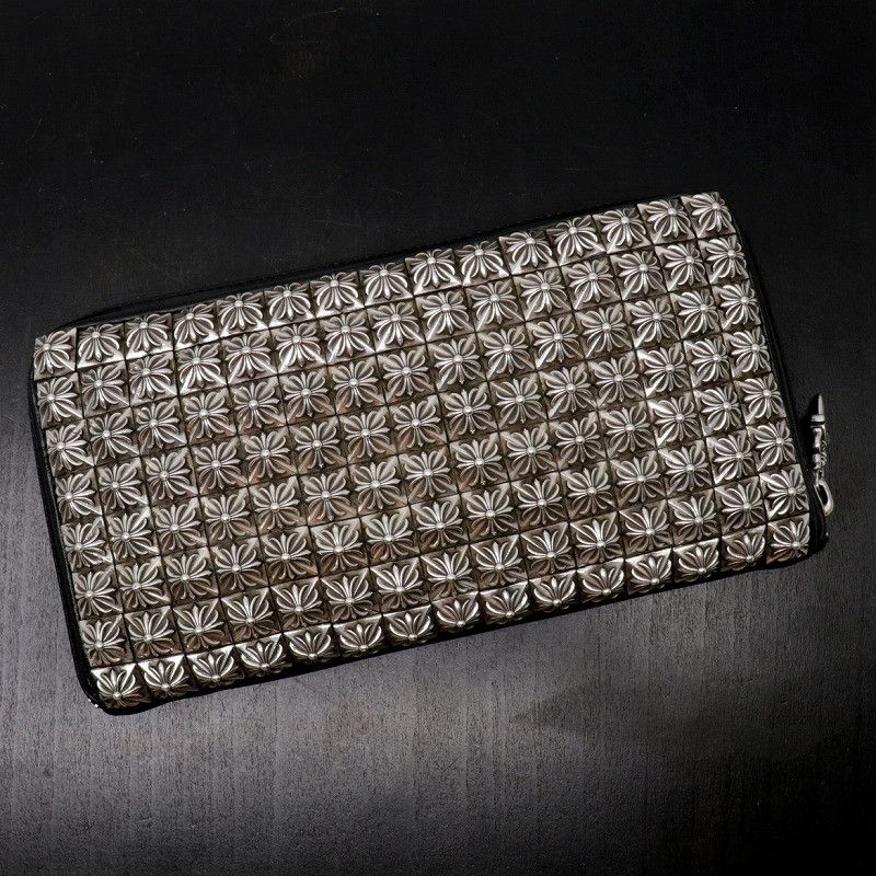 image of Chrome Hearts Pyramid Stud Clutch in Silver, Women's