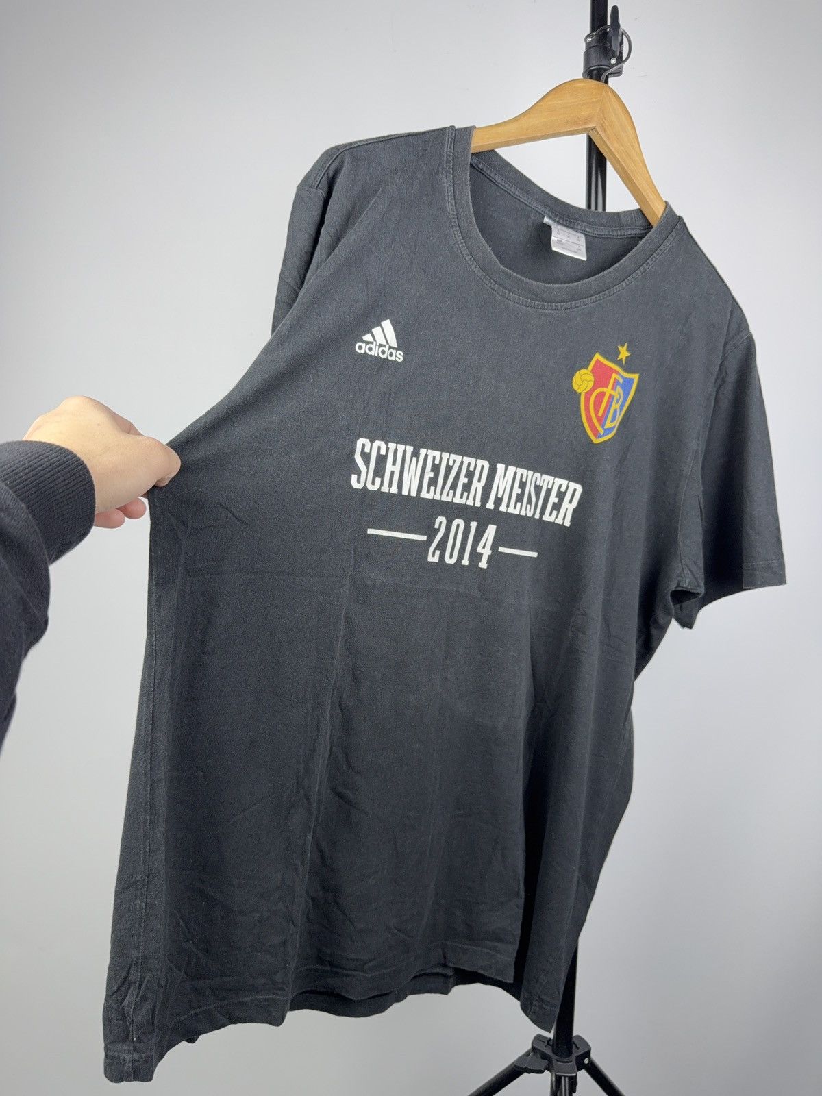 Adidas Vintage 00s Adidas FC Basel Schweizer Meister 2014 Tee XL Size US XL / EU 56 / 4 - 5 Thumbnail