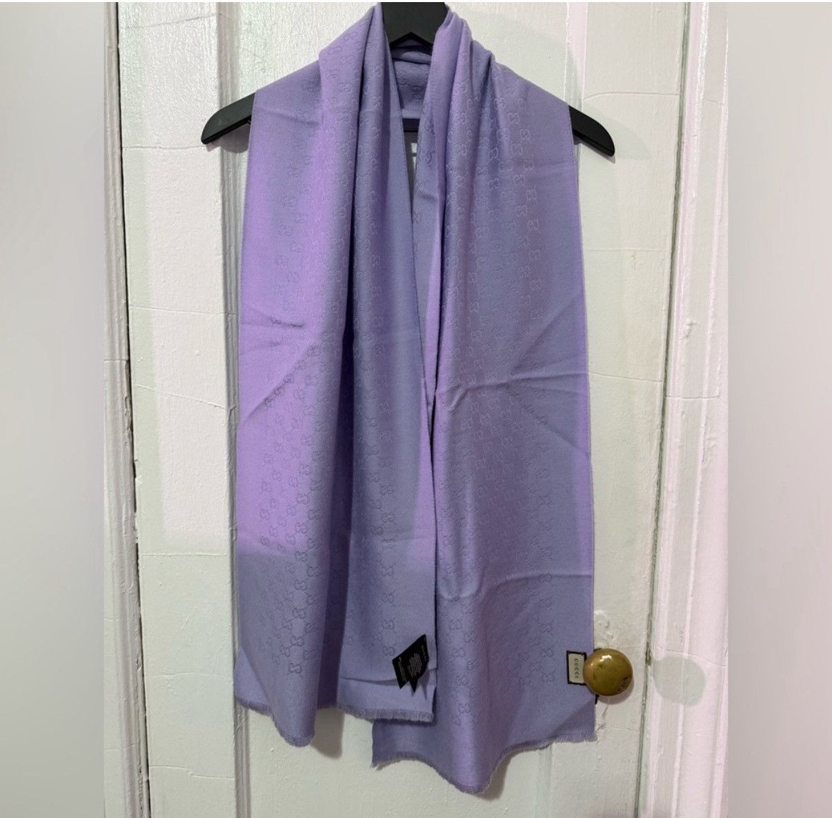 Gucci 100% Cashmere Lavender GG Scarf Size ONE SIZE - 1 Thumbnail