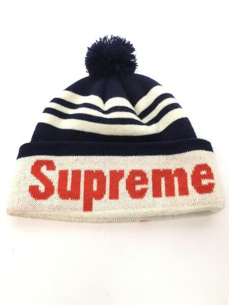 Supreme SUPREME NAVY STRIPE ACRYLIC POM BEANIE W RED LOGO Size ONE SIZE - 11 Thumbnail