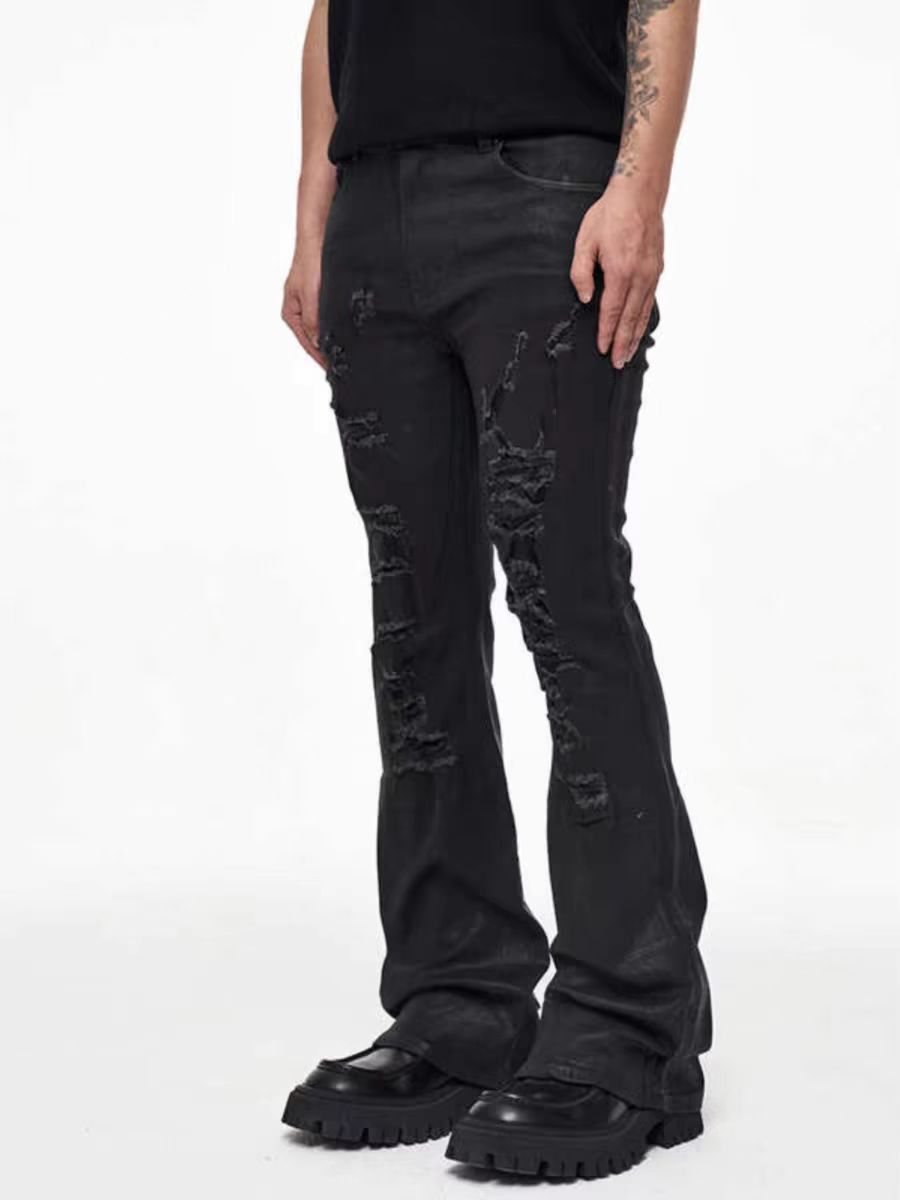 Japanese Brand × Jean High street vintage spoiler coated micro flare jeans Size US 33 - 1 Thumbnail