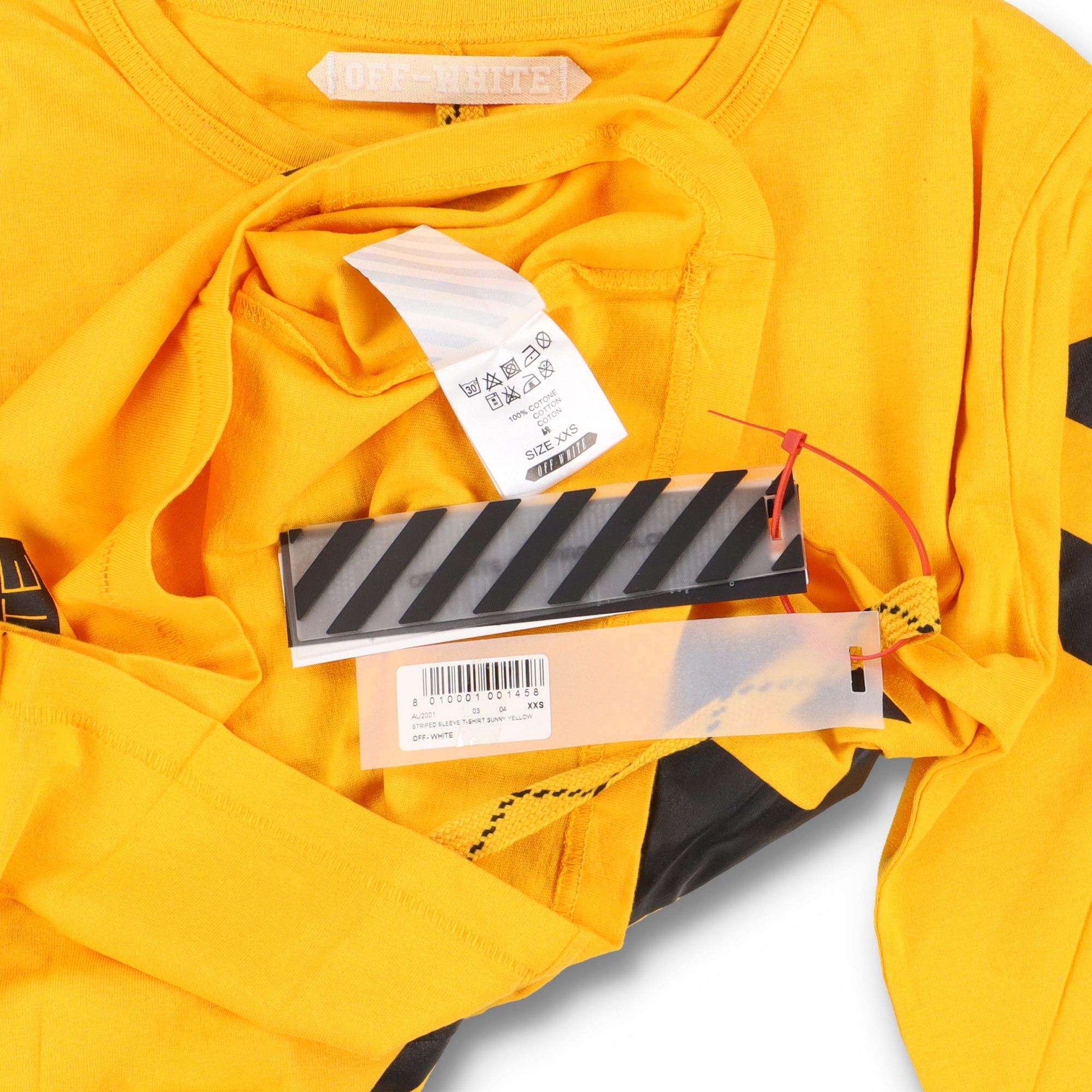 Off-White Yellow 13 Diagonals Logo Long Sleeve T-Shirt Size US XXS / EU 40 - 8 Thumbnail