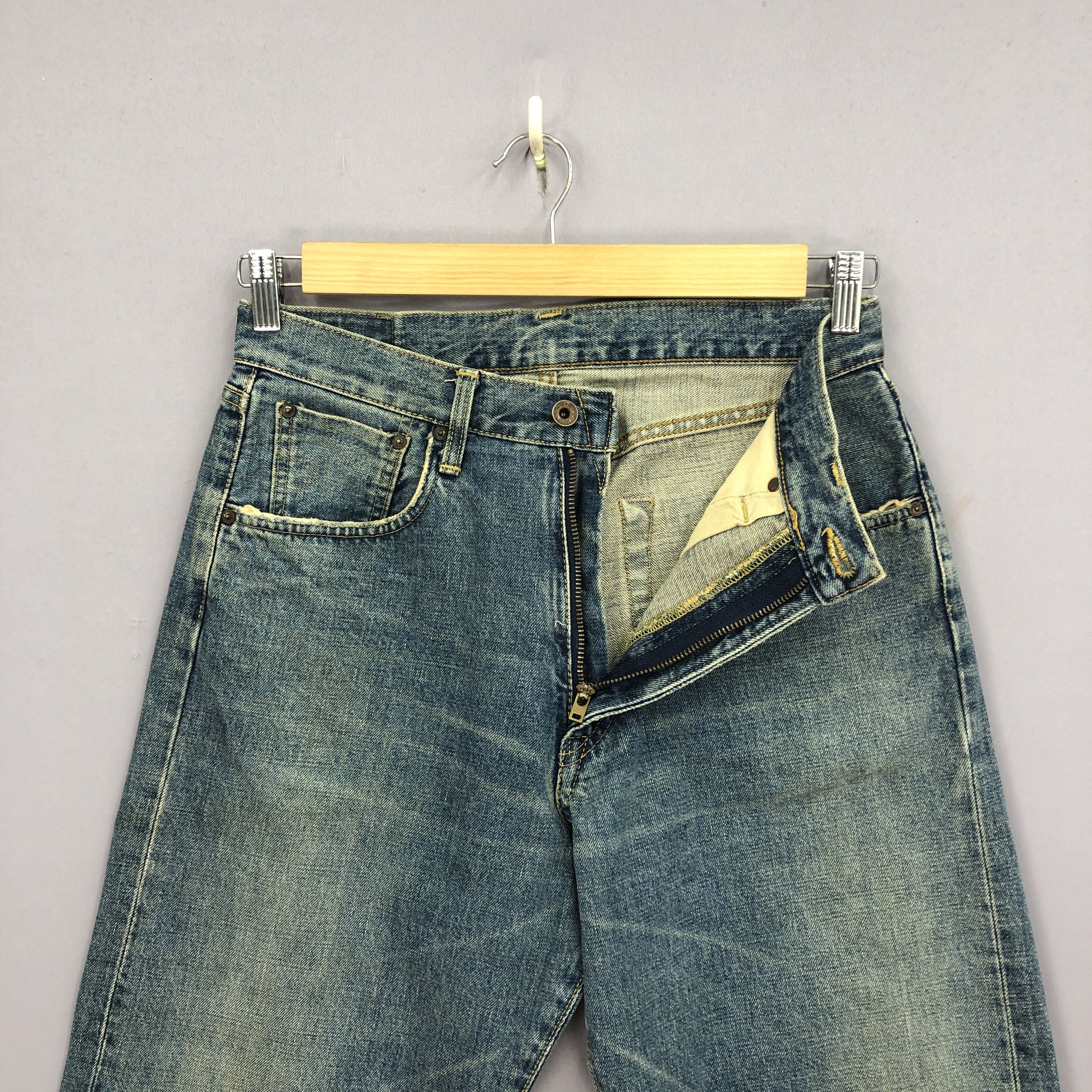 Japanese Brand Vintage Y2K Japanese Selvedge Jeans Stone Wash Redline Denim Size 28" / US 6 / IT 42 - 6 Thumbnail