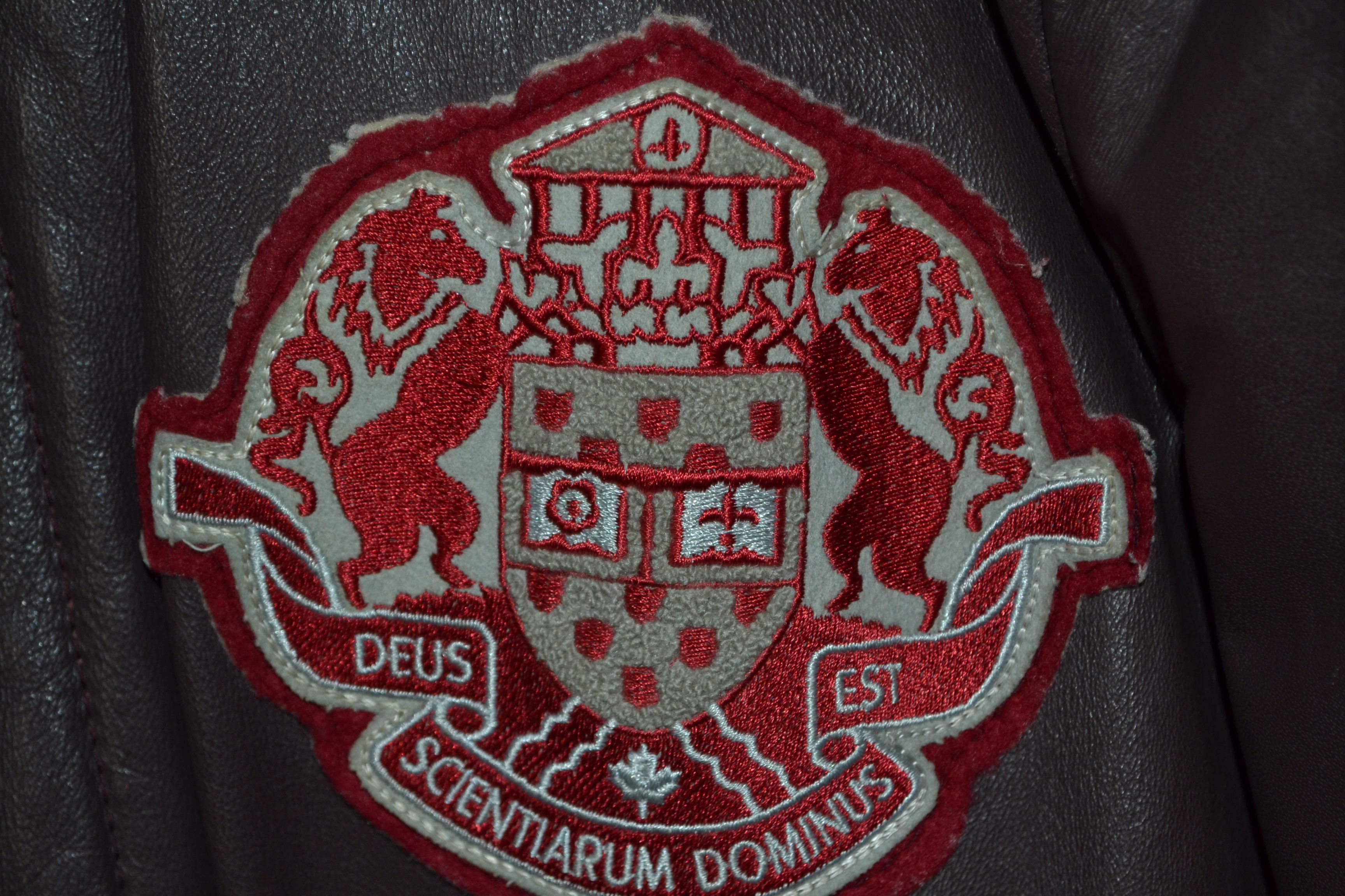 Vintage University of Ottawa Burgundy Engineering Leather Jacket 44 Size US L / EU 52-54 / 3 - 4 Thumbnail