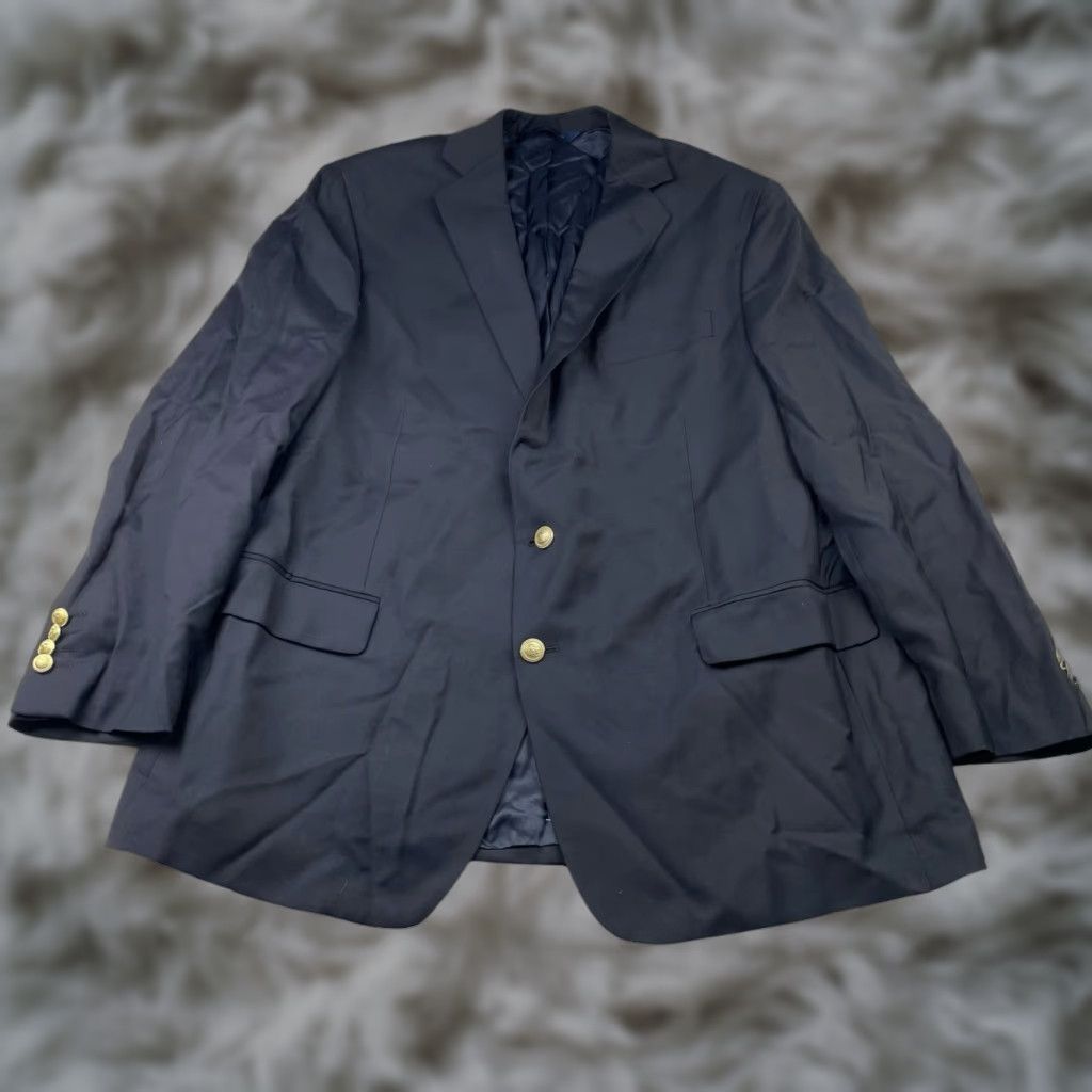 BROOKS BROTHERS Blazer 44S Wool Navy Gold Buttons Single-Breasted 2-Button Short Mens Regular - 100% Wool - Bespoke Blazer - Dry Clean Only