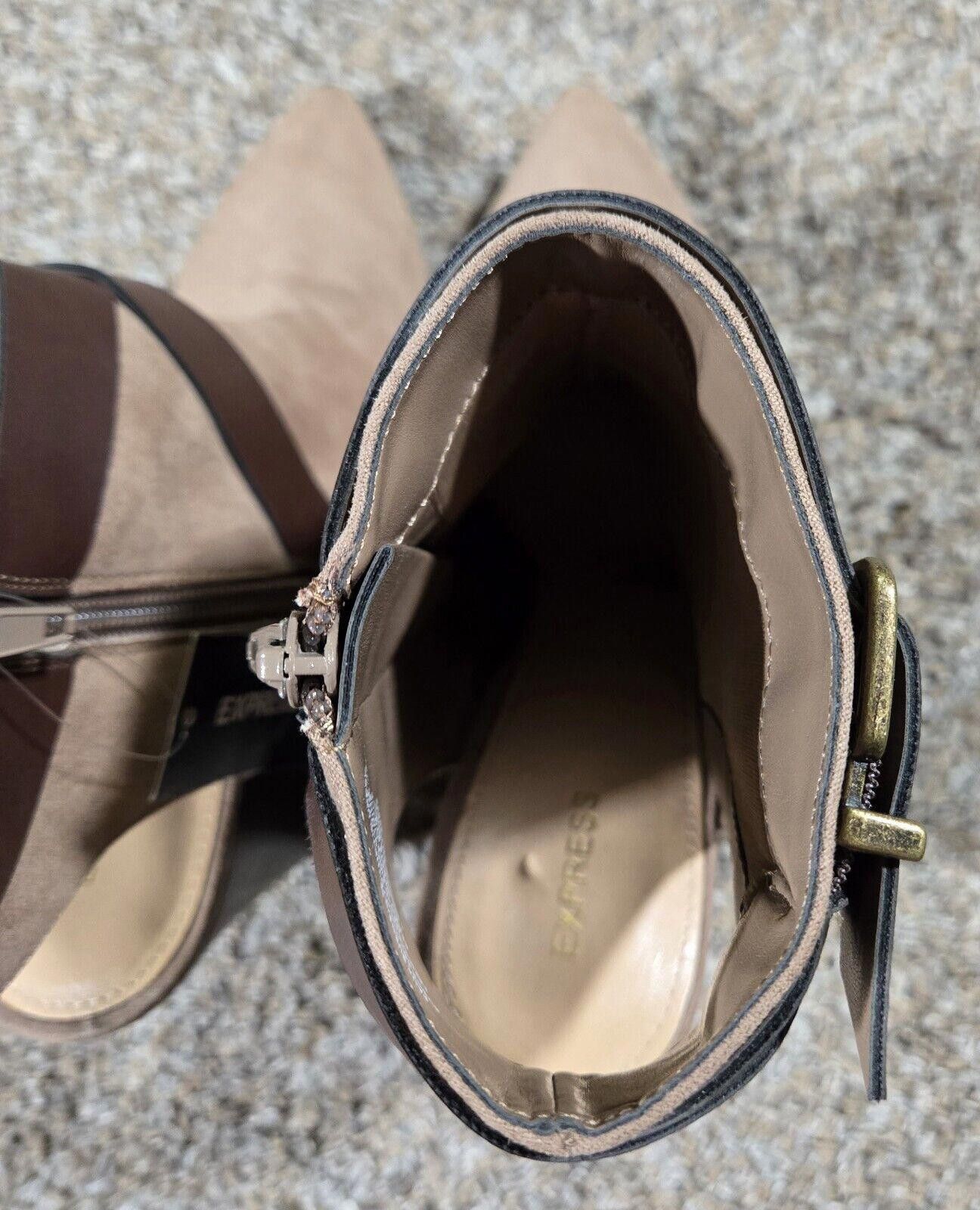 Express Express Pointed Toe Open Back Tan High Heel Shoe Size 9 Size US 9 / IT 39 - 3 Thumbnail