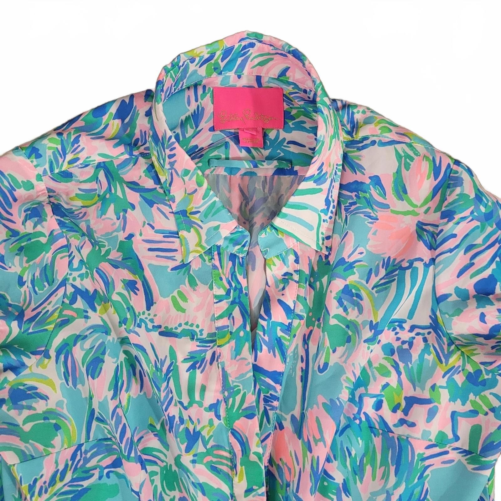 Lilly Pulitzer Lilly Pulitzer Blue and Pink Floral Midi Dress Size S / US 4 / IT 40 - 4 Thumbnail